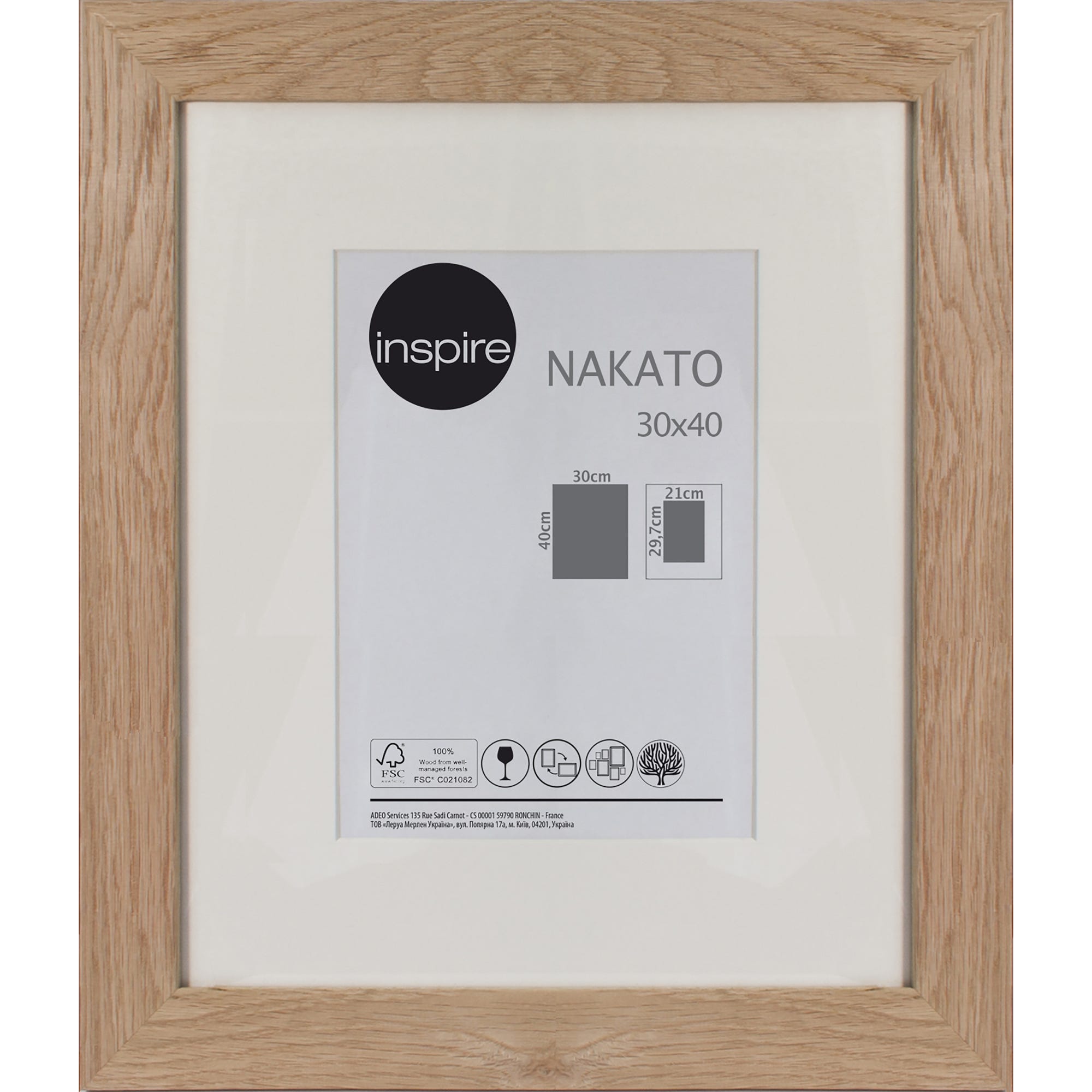 Cornice con passe-partout INSPIRE Nakato, testa di moro 37x40 cm per  immagini 30x40 cm