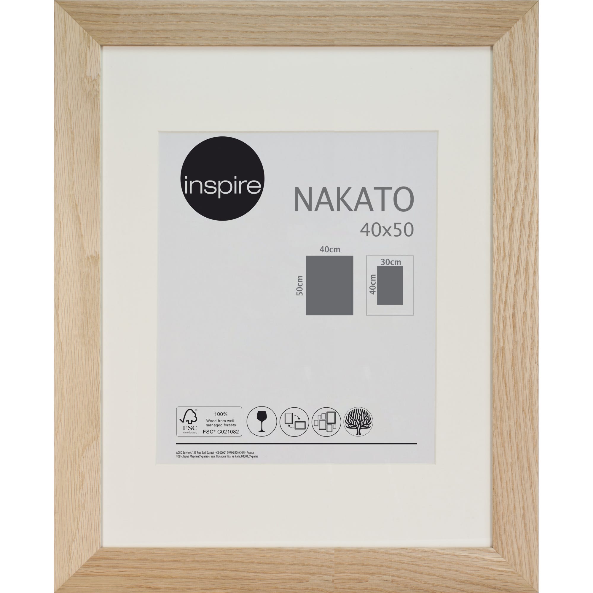 Cornice con passe-partout INSPIRE Nakato, testa di moro 47x57 cm