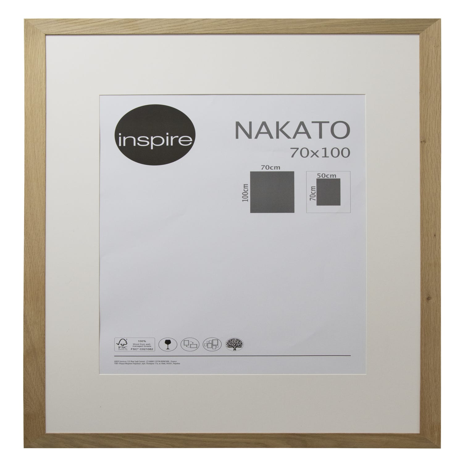 Cornice con passe-partout INSPIRE Nakato, quercia 70x100 cm per immagini  50x70 cm