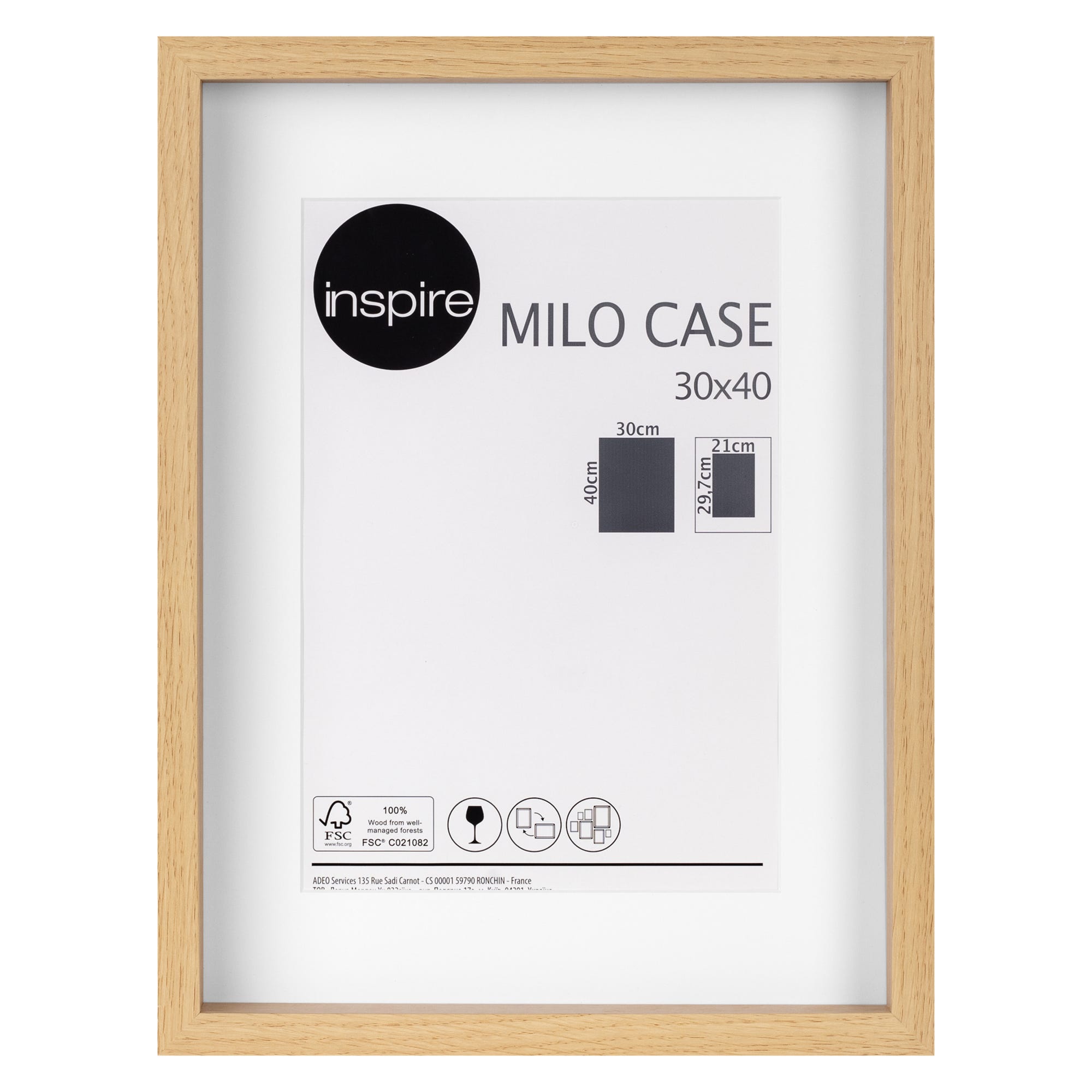 Cornice con passe-partout INSPIRE Milo, nero 52x72 cm per immagini