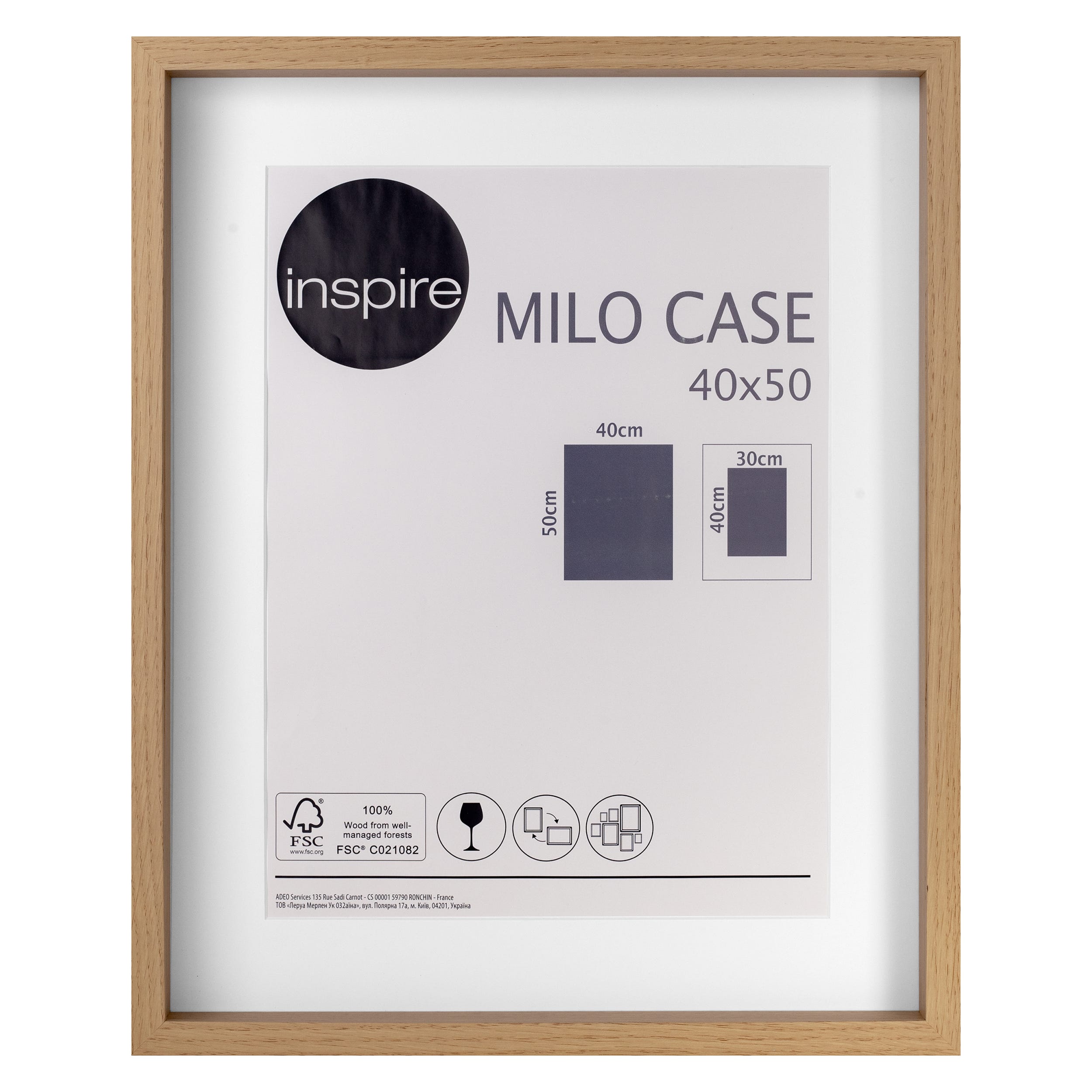 Cornice con passe-partout INSPIRE Milo, quercia 30x40 cm per immagini 30x40  cm
