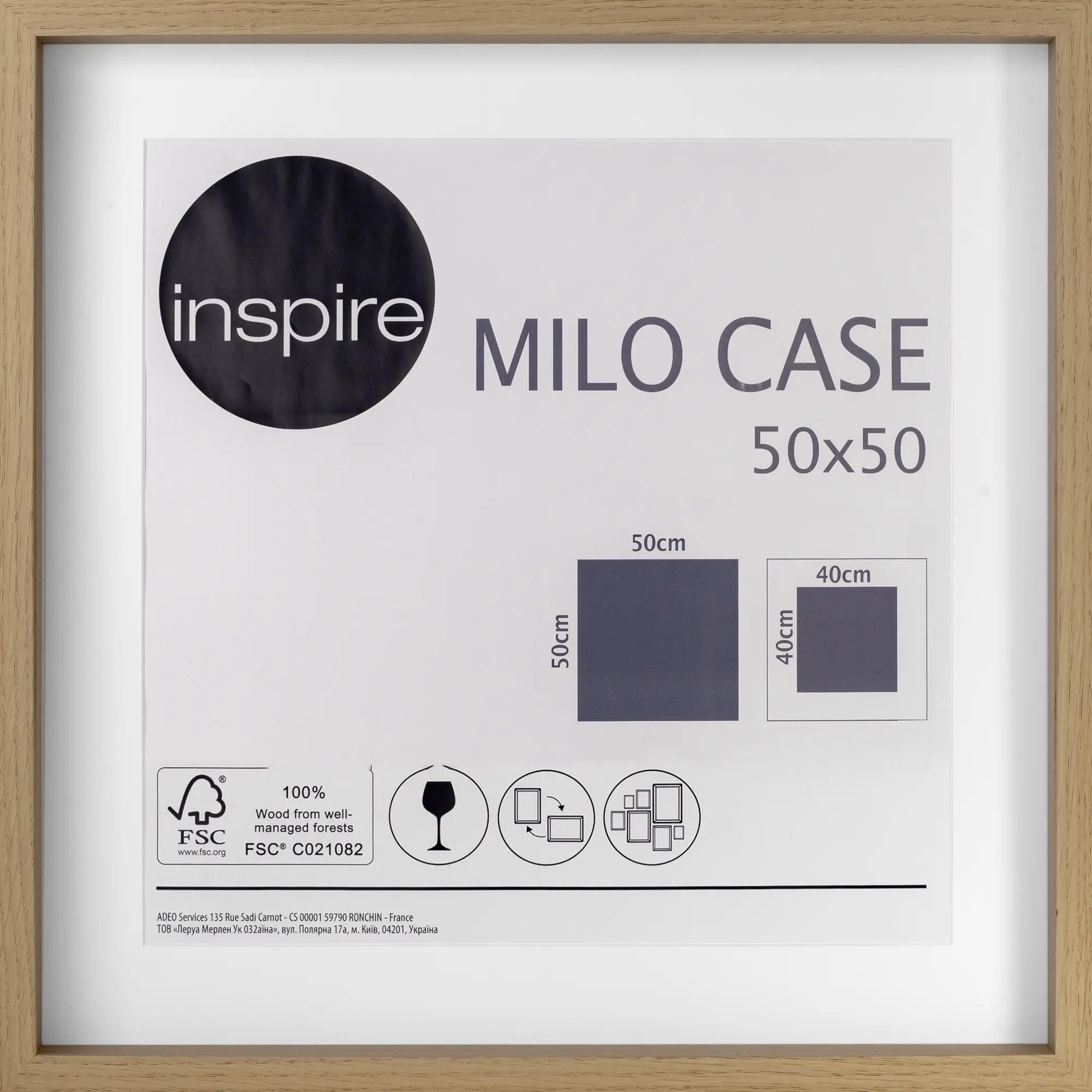 Cornice con passe-partout INSPIRE Milo, quercia 50x50 cm per