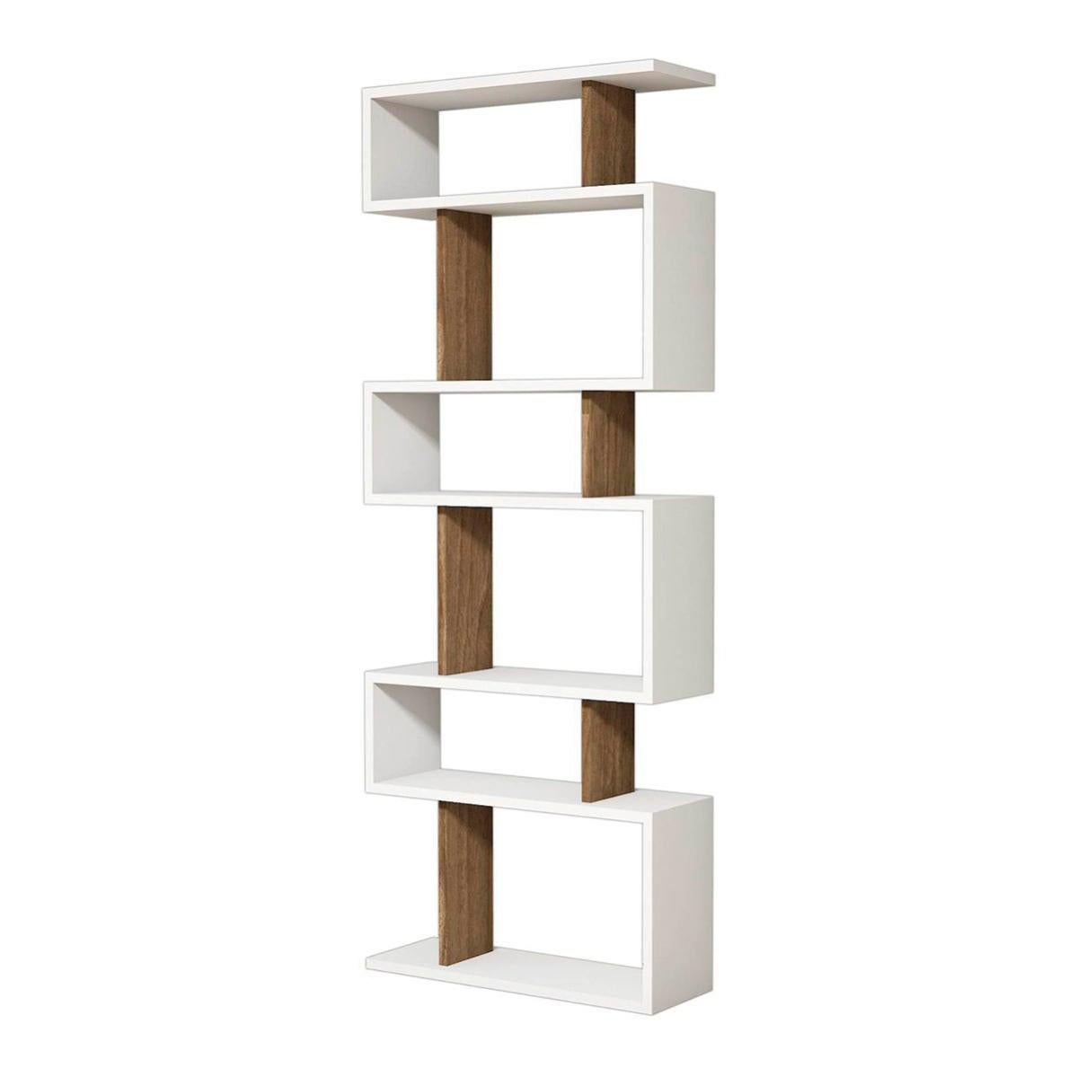WOLTU Libreria con 6 Cubi, Scaffale per Libri, Libreria Verticale per Camera da Letto, Soggiorno, Studio, Ufficio, Legno Ingegnerizzato, Grigio, 59.6x29x89cm