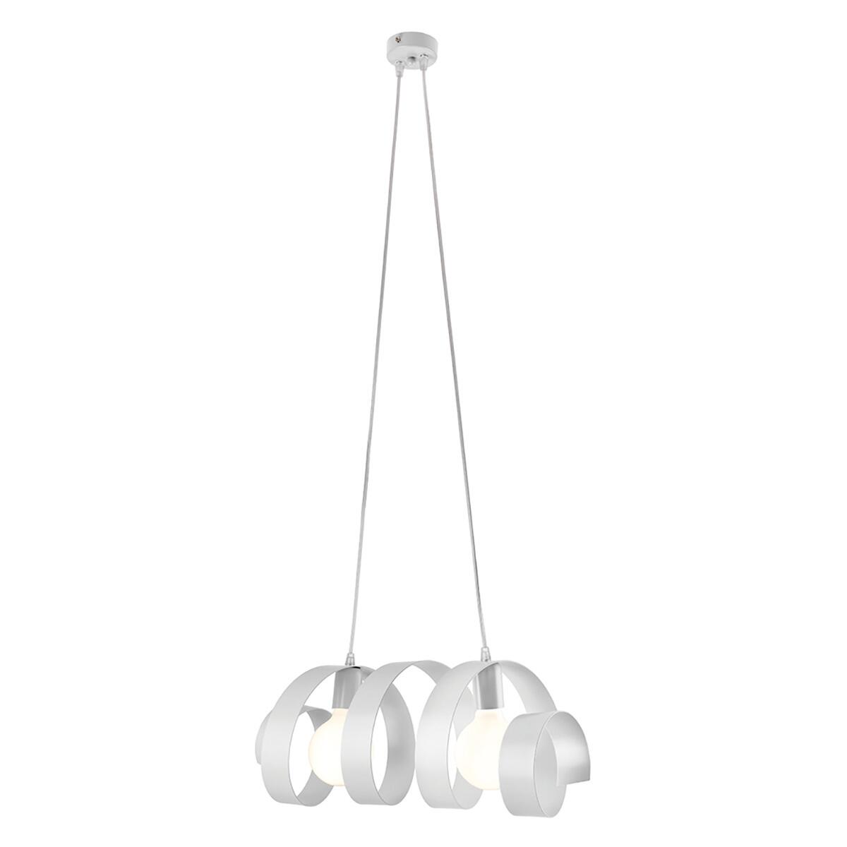 Lampadario Moderno Twister bianco in ferro, L. 54 cm, 2 luci, NOVECENTO