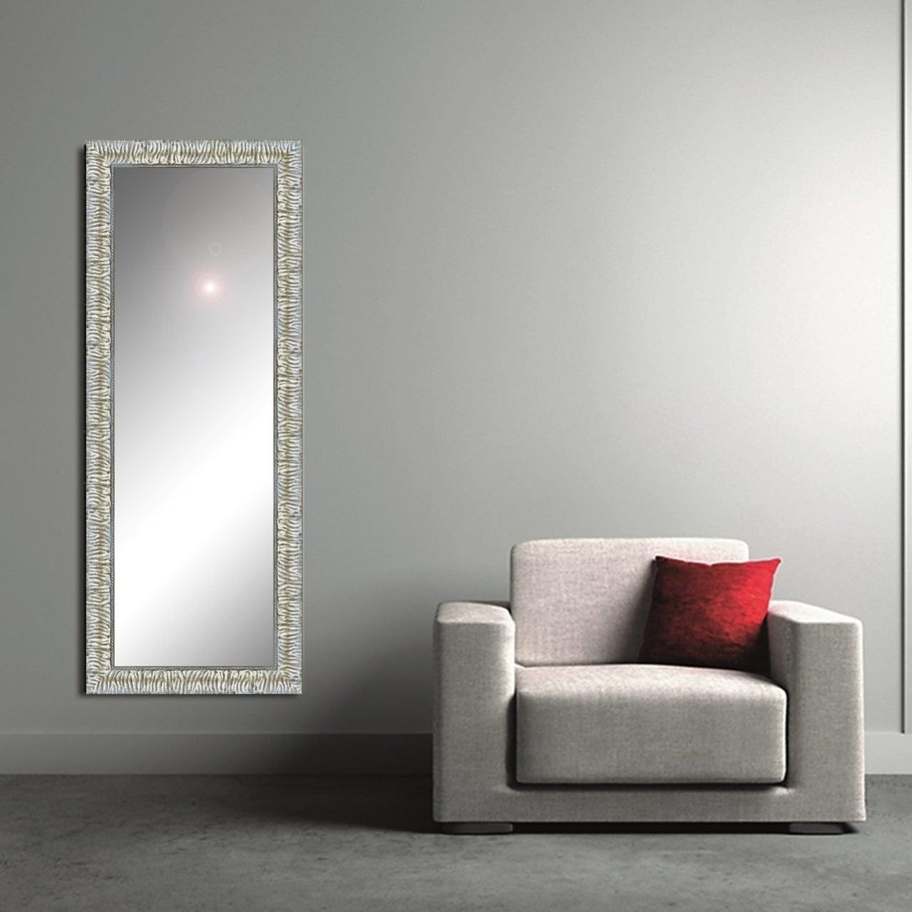 Specchio con cornice da parete rettangolare Camelia argento 125 x 40 cm