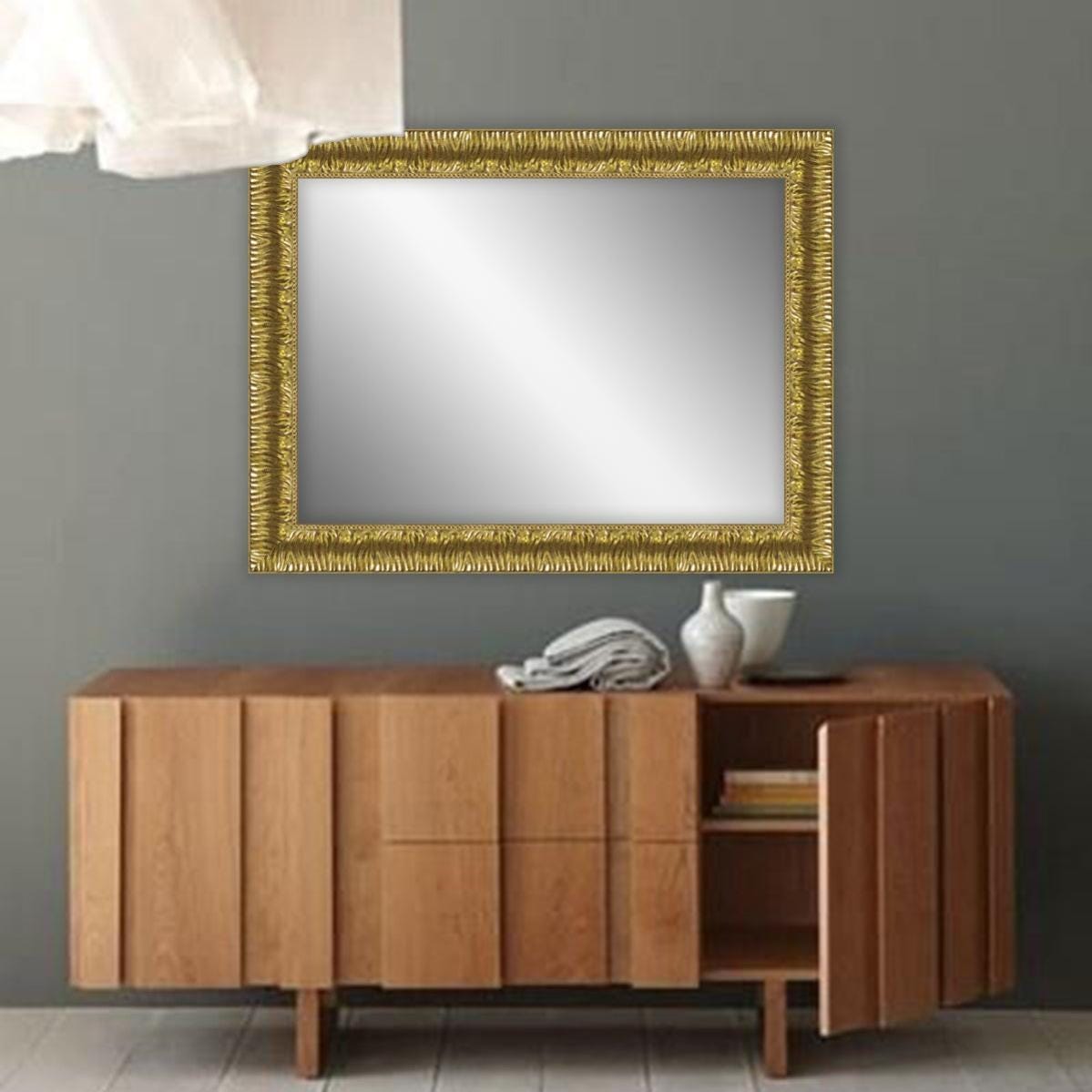 Specchio con cornice da parete rettangolare Camelia oro 50 x 70 cm