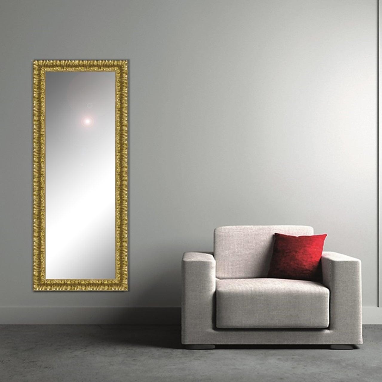 Specchio con cornice da parete rettangolare Camelia oro 125 x 40 cm