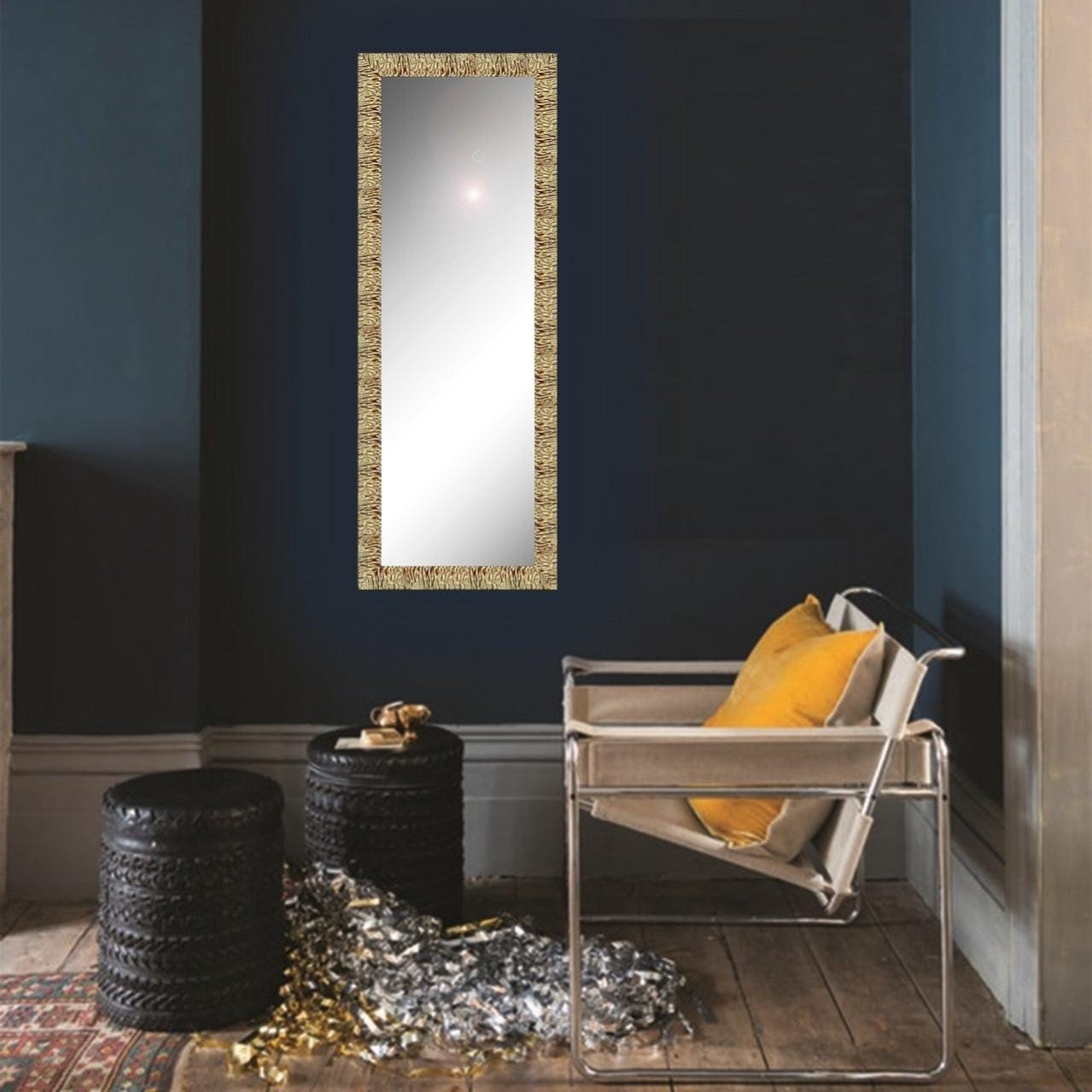 Specchio con cornice da parete rettangolare Aurora oro 125 x 40 cm