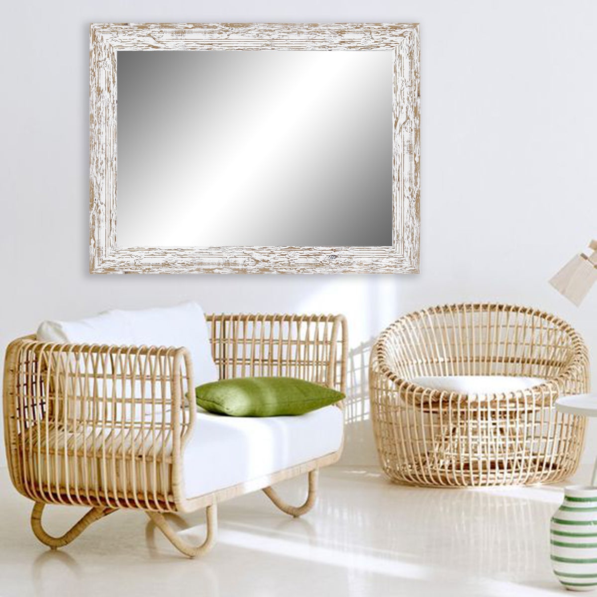 Specchio con cornice da parete rettangolare Gaia bianco 70 x 50 cm
