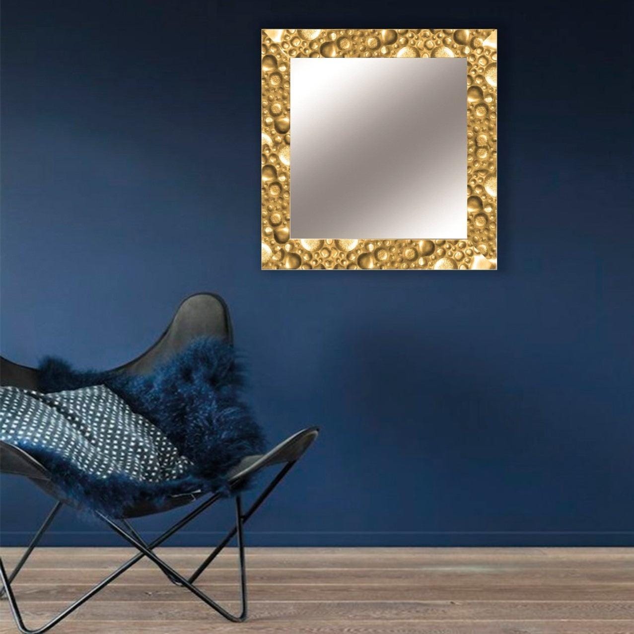 Specchio con cornice da parete quadrato Vesuvio oro 68 x 68 cm