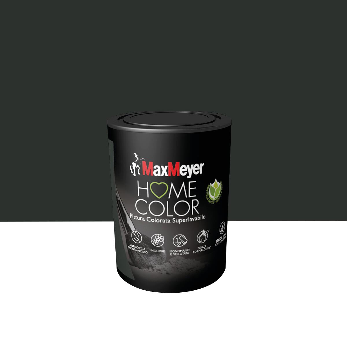 Pittura per interni super lavabile, MAXMEYER Home Color nero opaco, 0.75 L