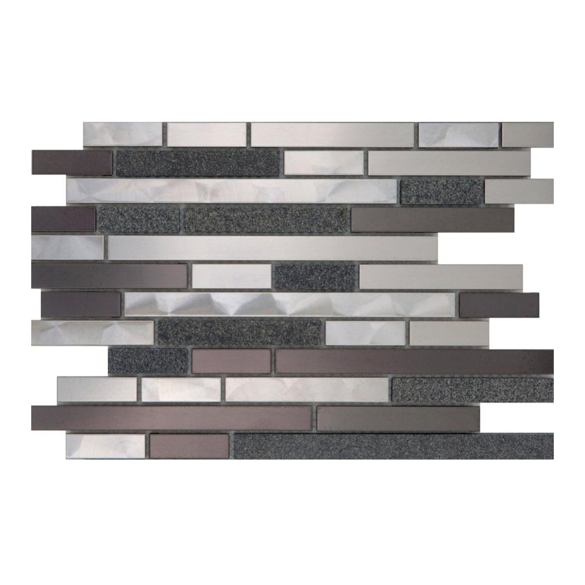 Mosaico metallo Inox Strip Black Stone argento sp. 8 mm. | Leroy Merlin