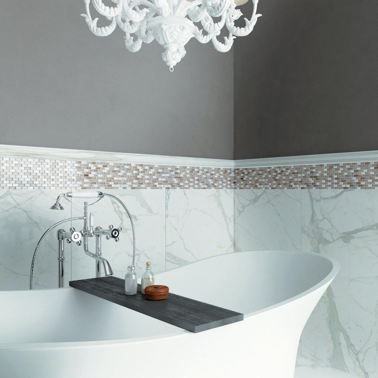 Mosaico In Travertino Beige 48x48mm - Per Pavimenti E Pareti