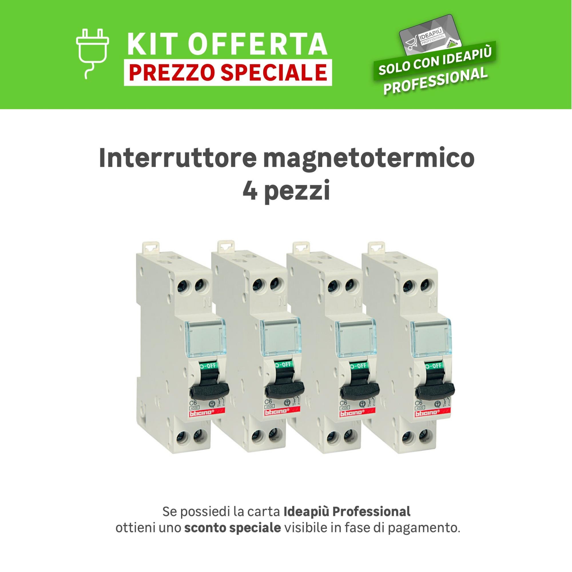 Bticino FC881C10 Btdin-Rs Interruttore Magnetotermico C10 1P N 1M 4500A