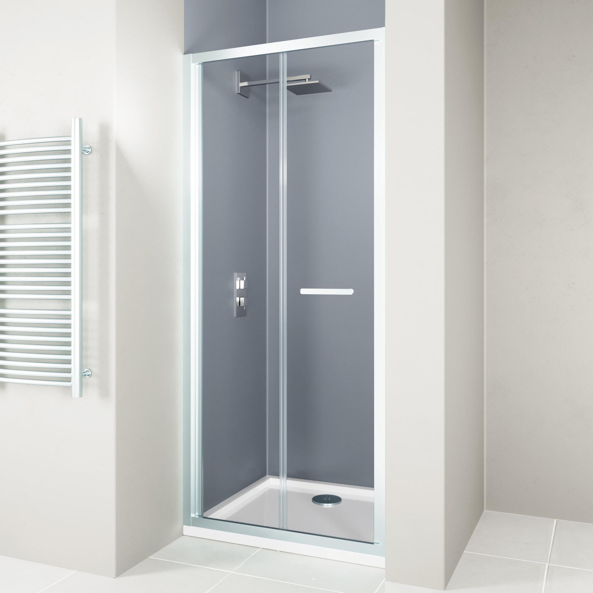 Porta doccia pieghevole Verve 90 cm, H 190 cm in vetro, spessore 6 mm  trasparente cromato