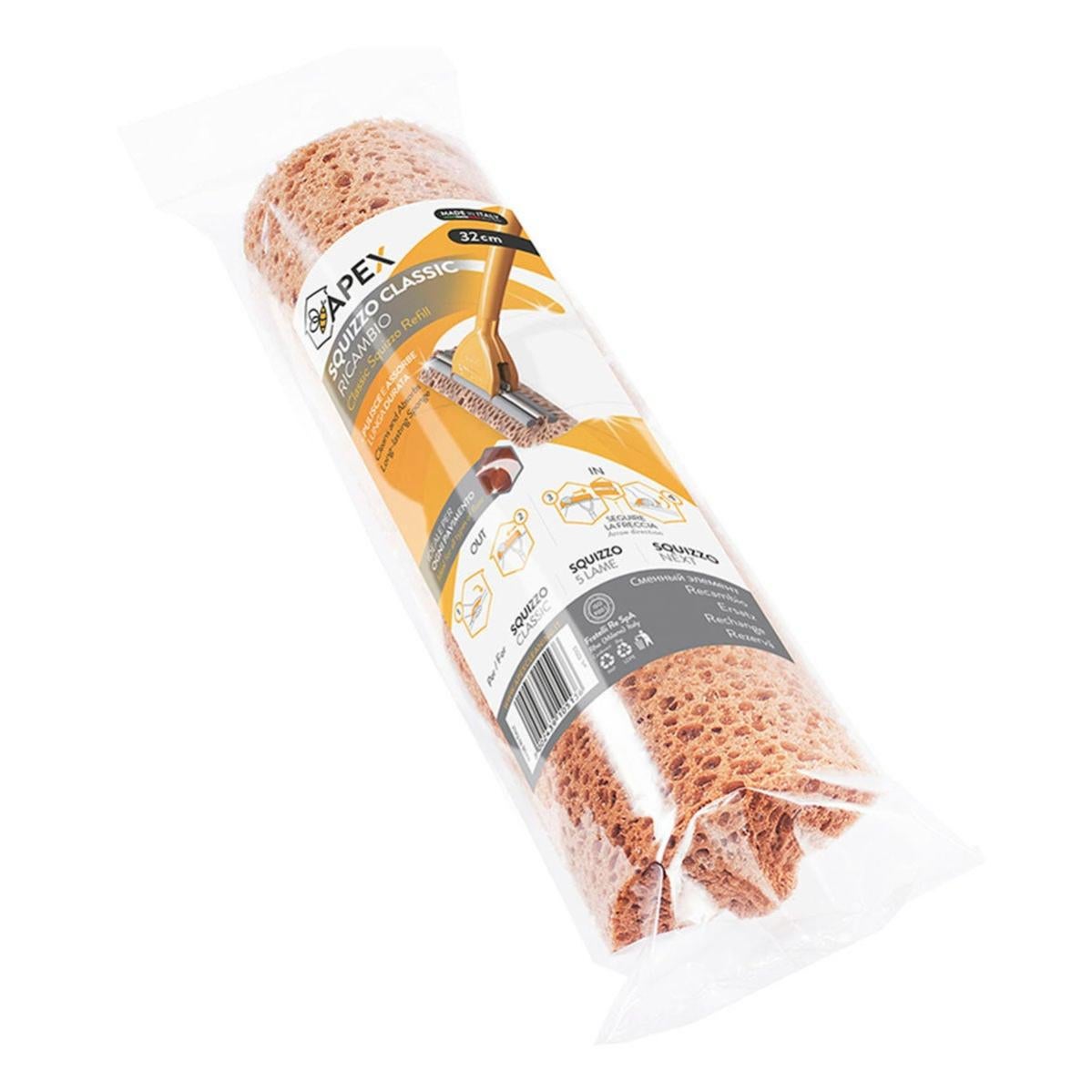 Mocio Spugna PVA Con Rullo Strizzatore, Manico Estendibile, 2 Ricariche Incluse, Per Pavimenti In Laminato E Piastrelle