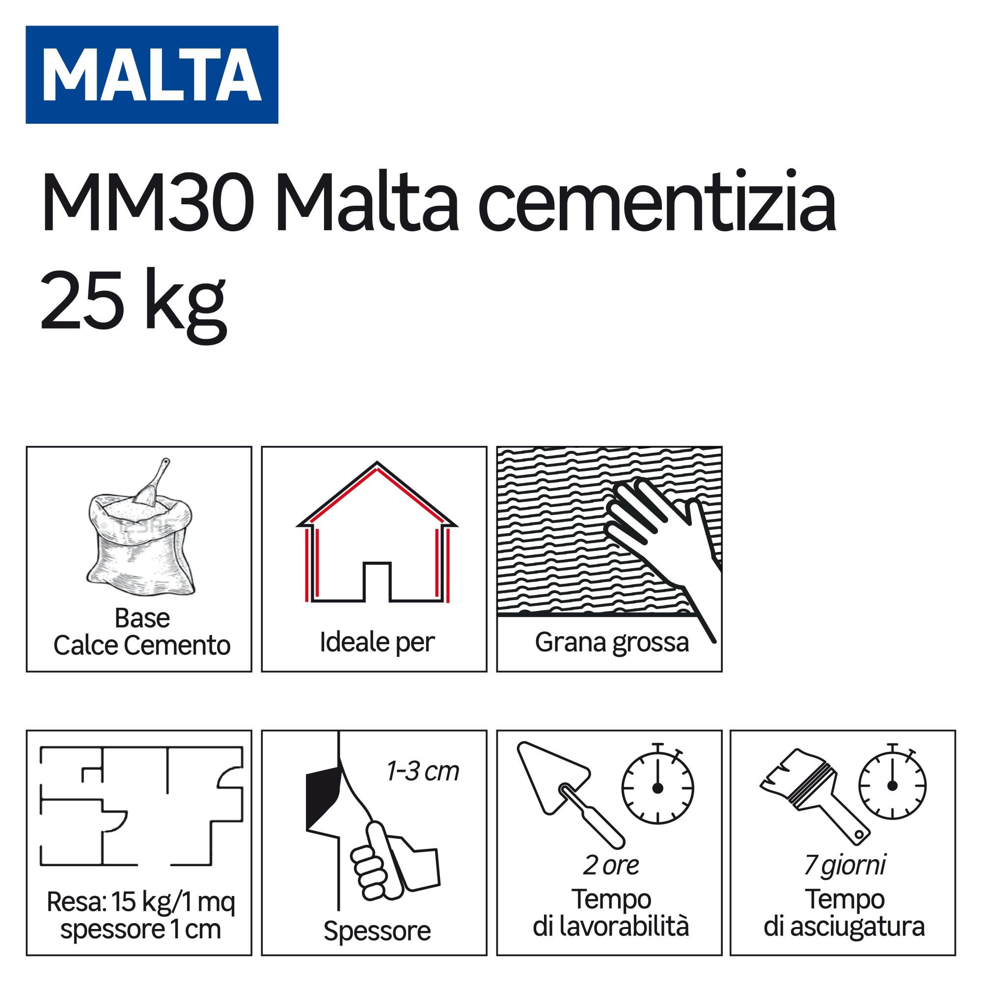 Malta Cementizia Fassa MM30 25Kg - Per Muratura, Alta Resistenza All'Acqua