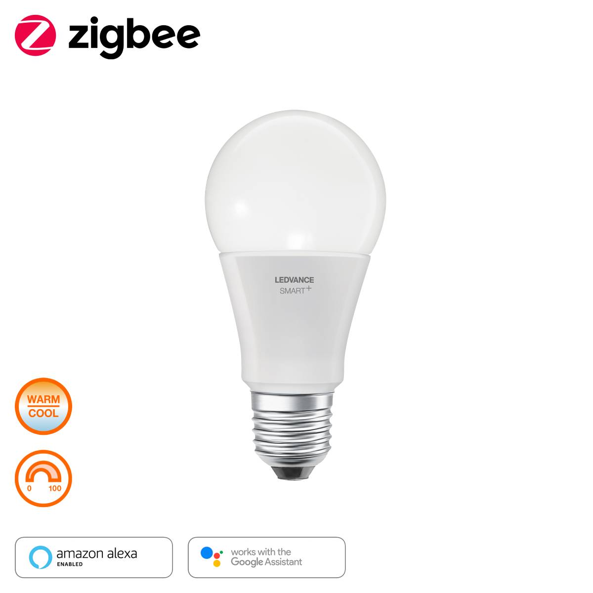 Lampadina smart ZIGBEE, LED, goccia, opaco, luce calda, 60W=810LM (equiv 60  W), 160° dimmerabile, LEDVANCE