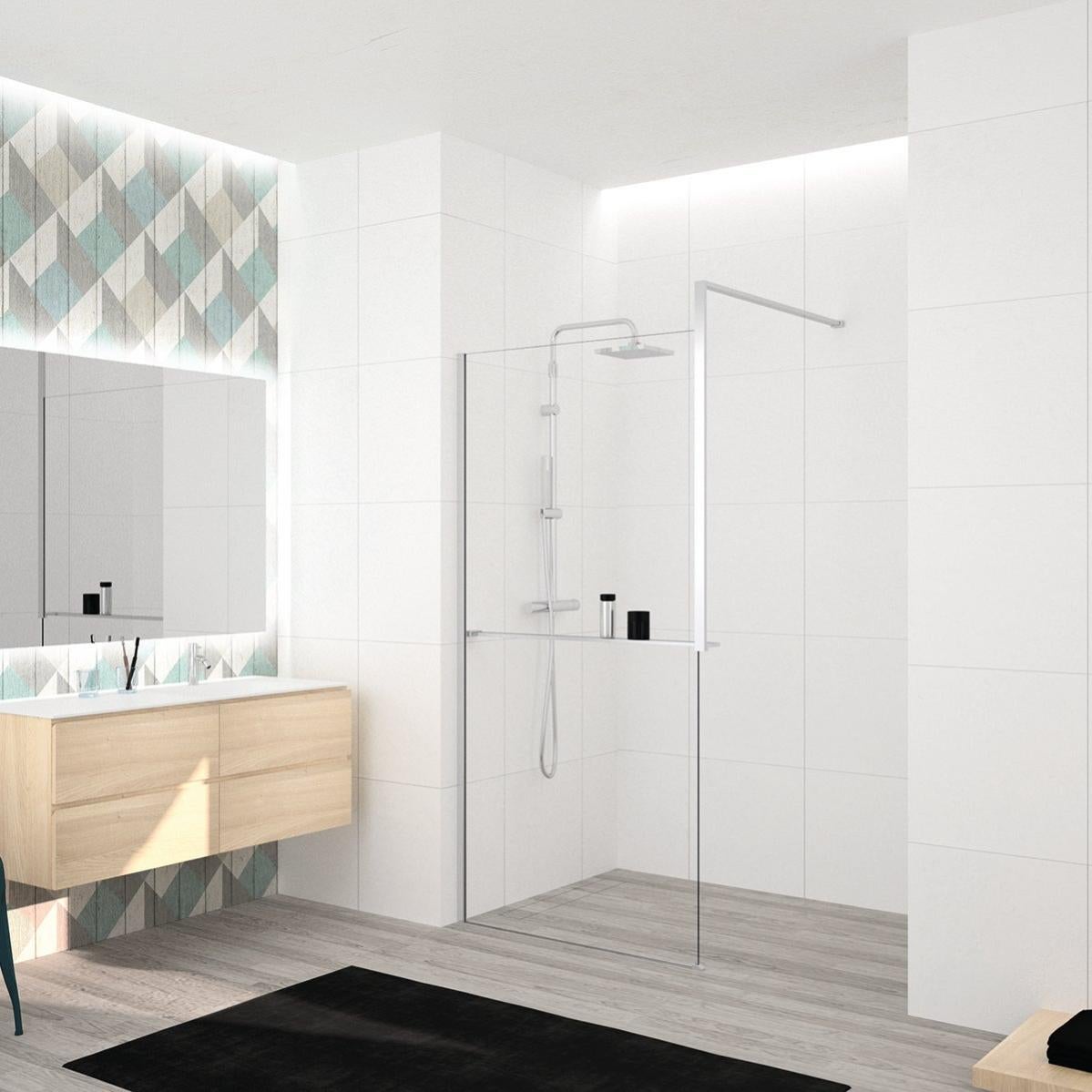 Doccia walk in Elidesign L 140, H 200 cm, vetro 8 mm trasparente ...