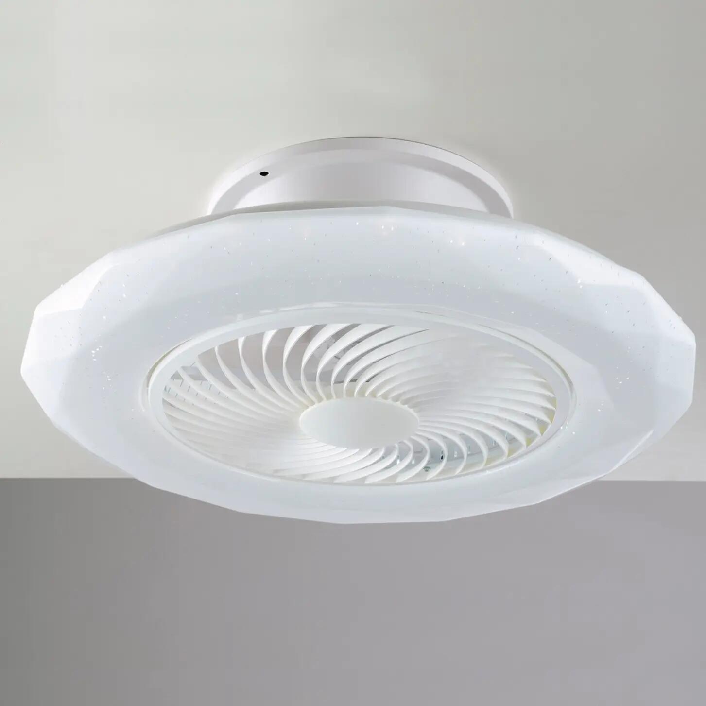 Ventilatore da soffitto con pale con luce inclusa Skyron, bianco, D. 60 cm,  3200 LM, luce bianco, INTEC