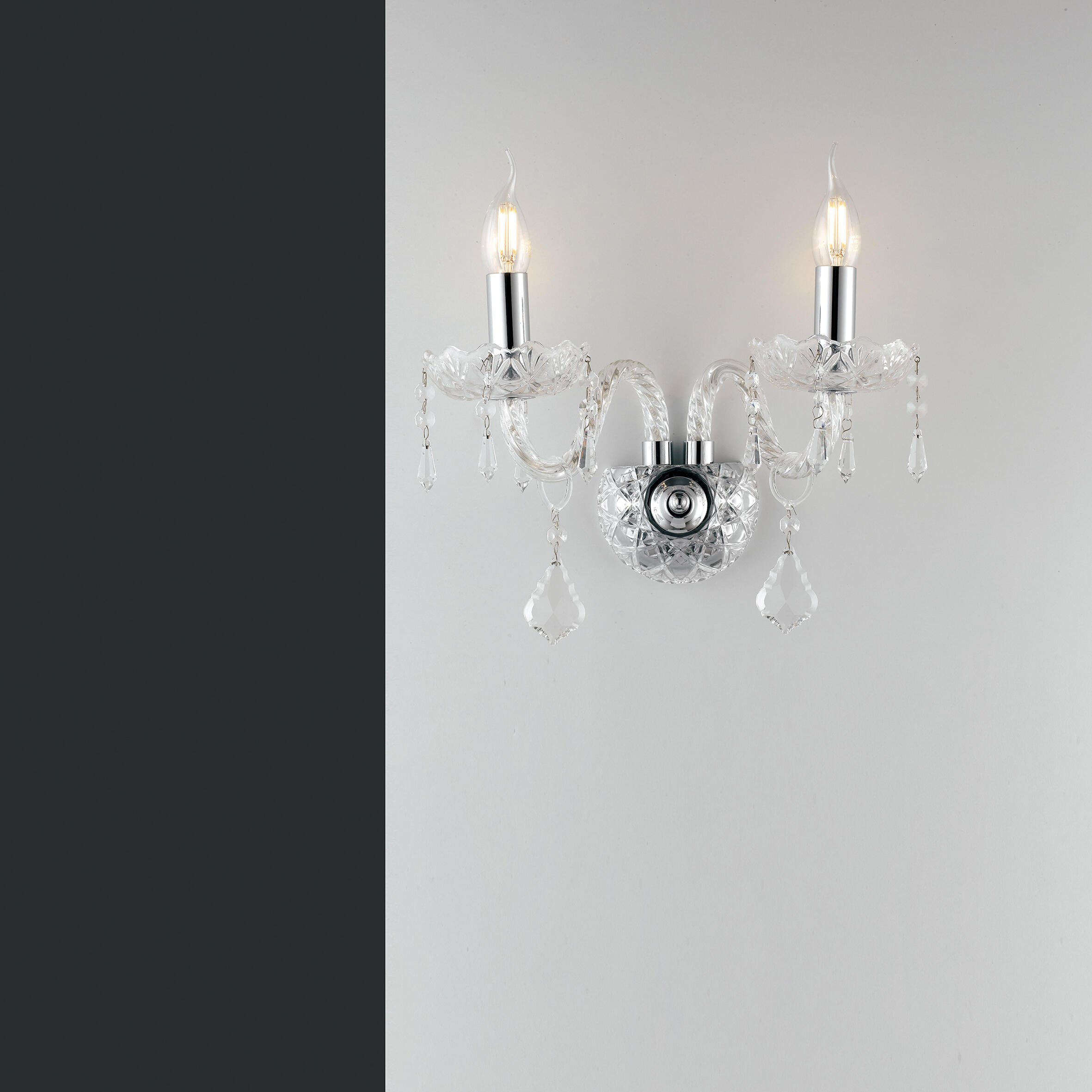 Applique neoclassico Incanto cromox 40 cm, 2 luci LUCE AMBIENTE DESIGN