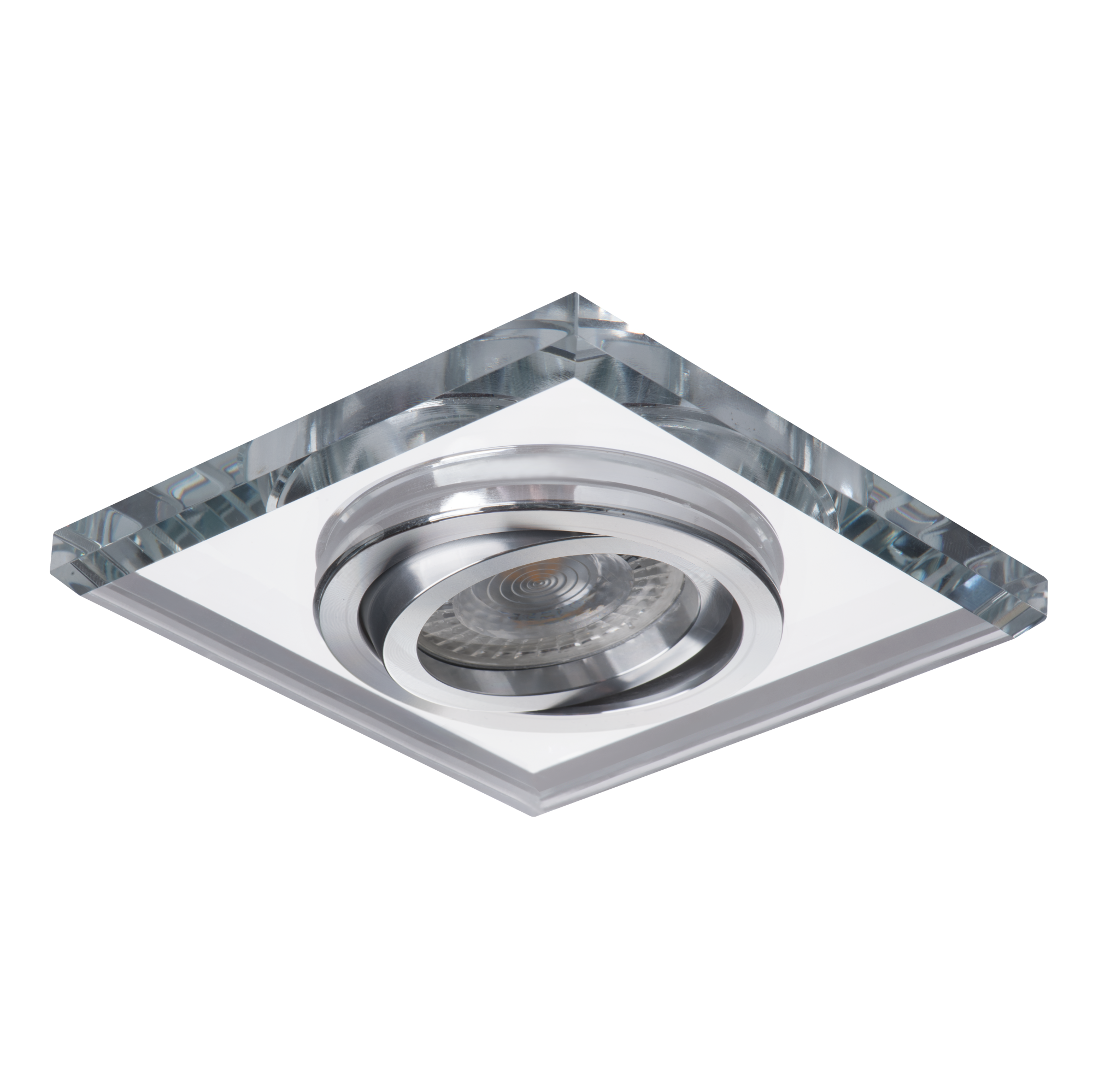 Porta Faretto Orientabile Quadrato Da Incasso 8cm - Alluminio Argento Per Cartongesso, Attacco GU10