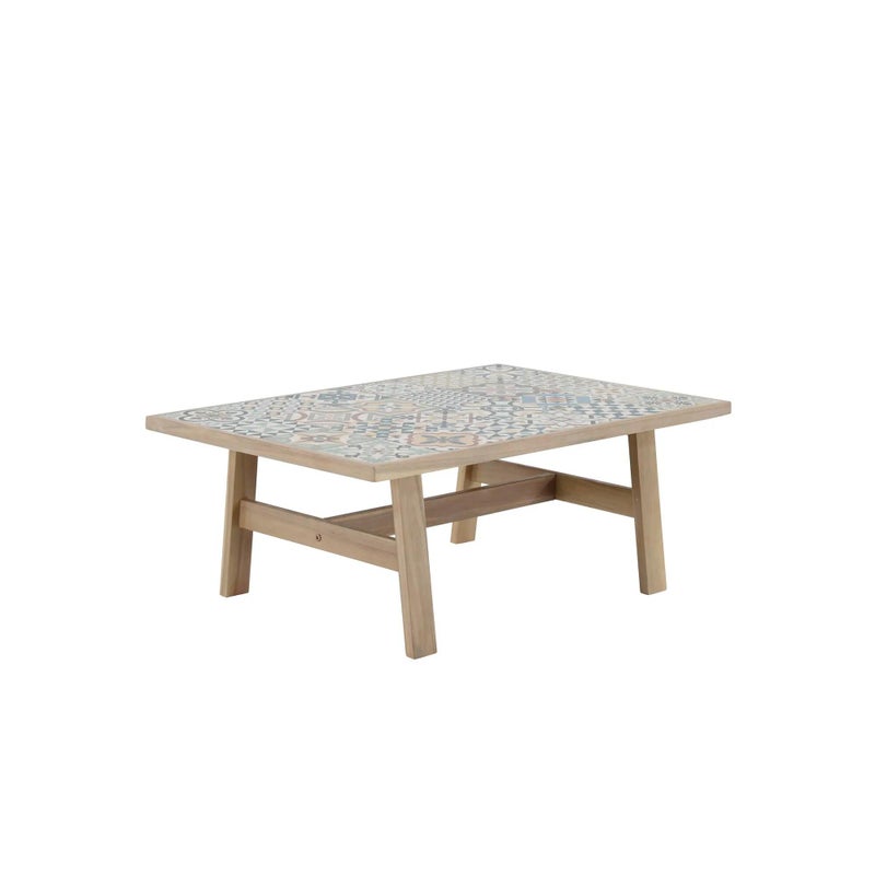 Tavolino da esterno Soho Heritage in acacia con piano in vasellame grigio / argento per 8 persone 103x70cm
