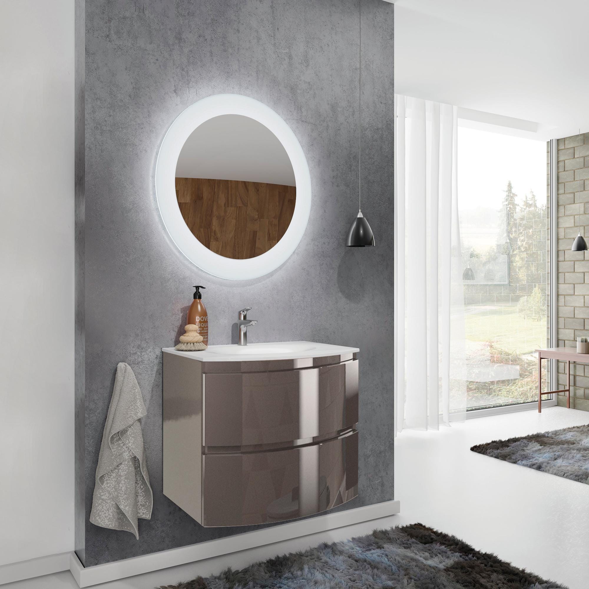 Mobile da bagno sotto lavabo Armonia con top L 70 x grigio, lavabo non  incluso