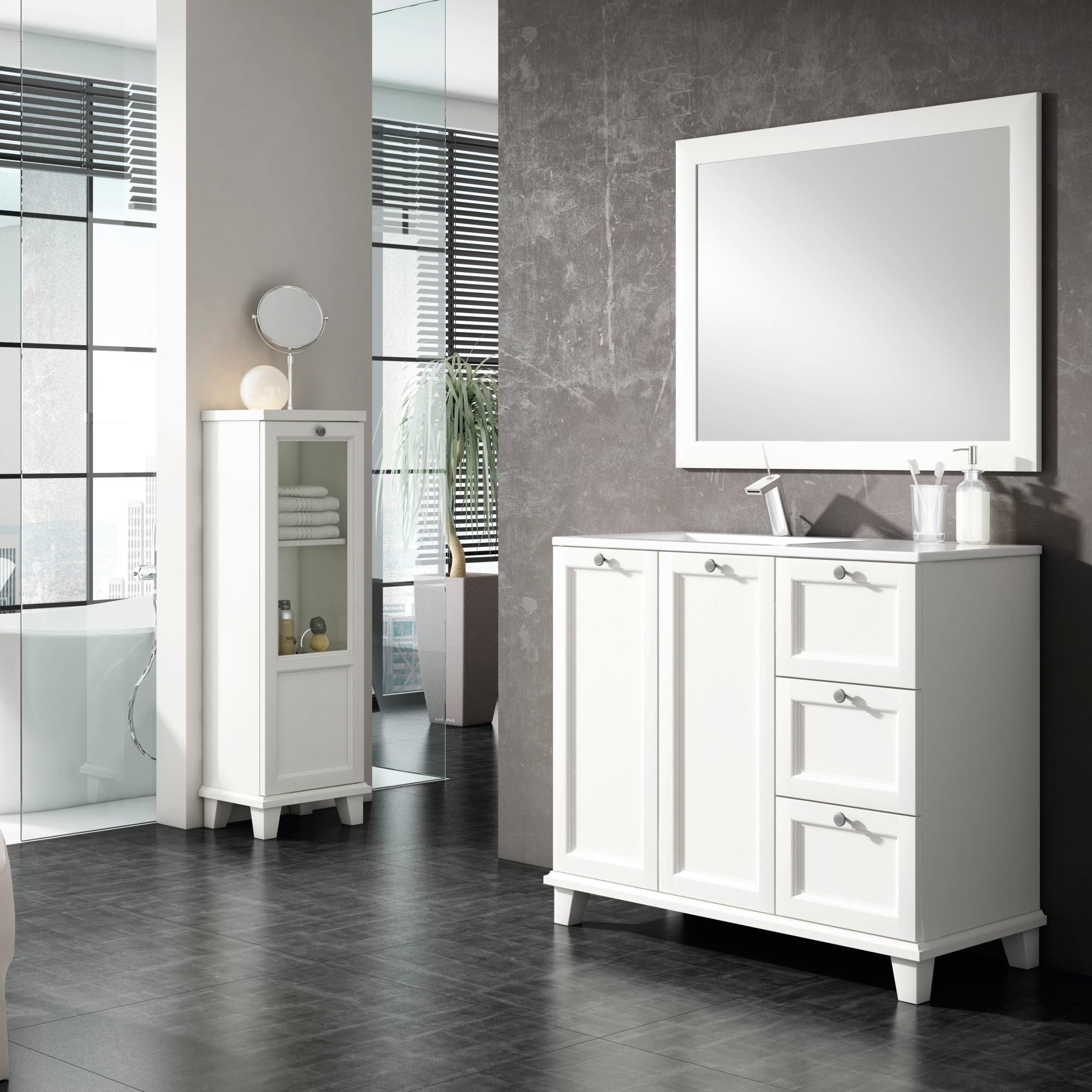Mobile Sotto Lavabo Bagno 2 Ripiani Con Doppia Anta Chiusura Magnetica
