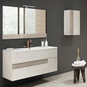 Colonna sospesa da bagno 34x140 tortora opaco h cm 2 ante