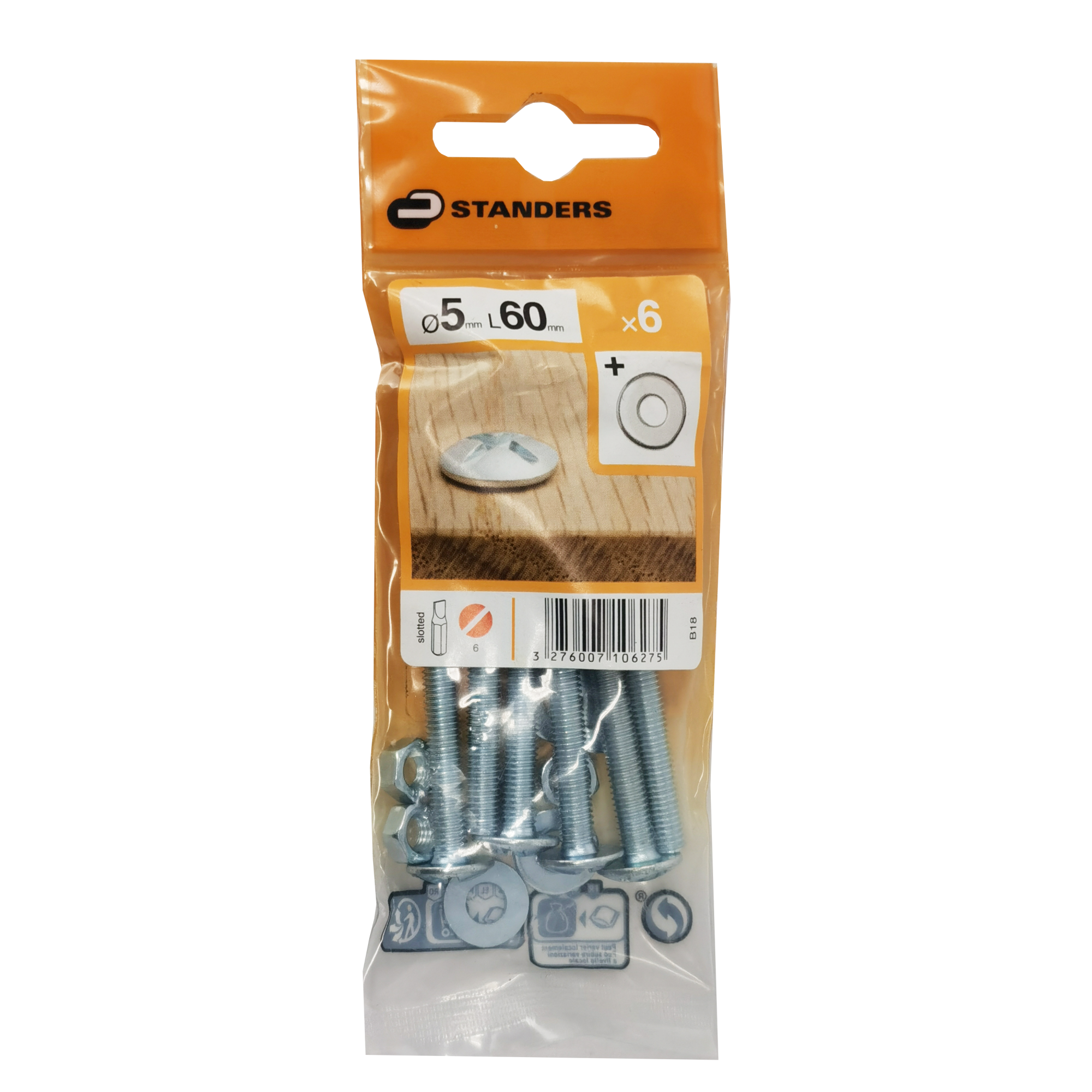 Set Bulloni E Dadi M6X60 Mm - 25 Pezzi, Testa Tonda Con Flangia | Per Mobili, Macchine E Fai-Da-Te - Foto 2