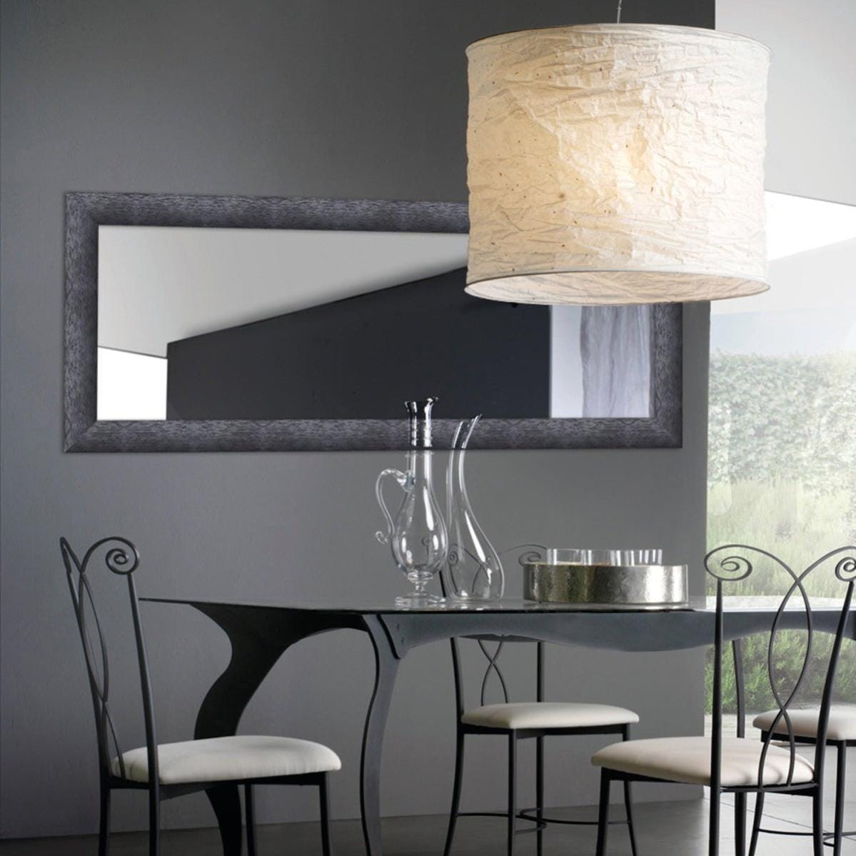 Specchio rettangolare da parete illuminato, specchiera con LED con cornice  profonda nera, specchio nero luminoso e moderno con cornice, 100x75x13 cm