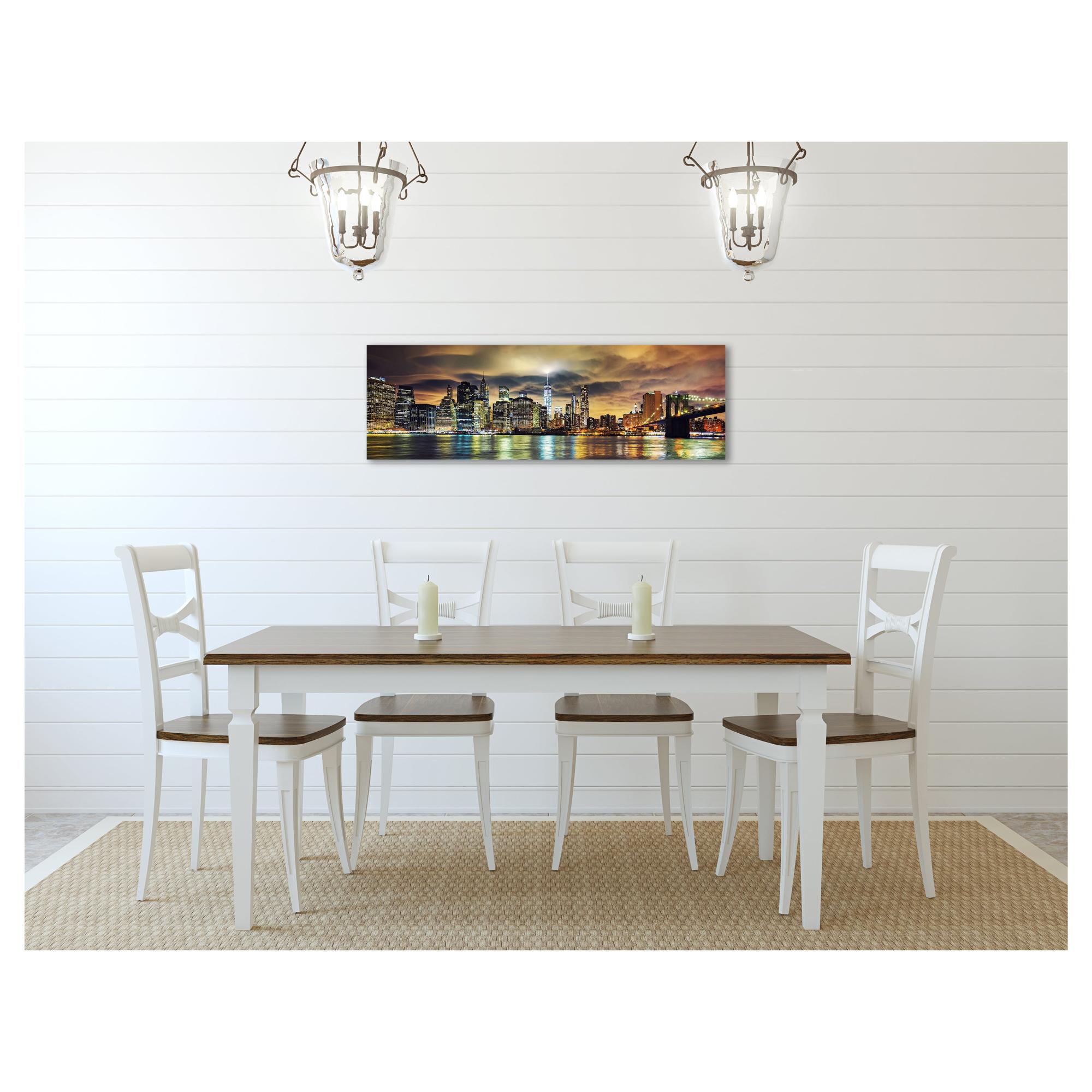 Quadro Skyline Dallas Texas - Set 5 Pannelli Su Tela 50x24