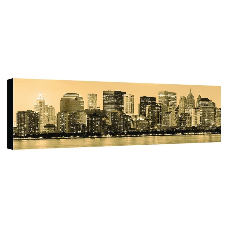 Dipinto su tela New York skyline seppia 125x40 cm