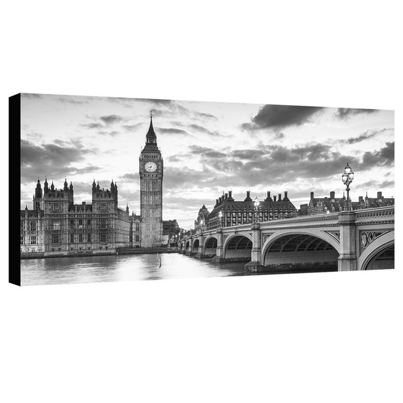 Dipinto su tela Big Ben &LondonBridge b&w 100x50 cm