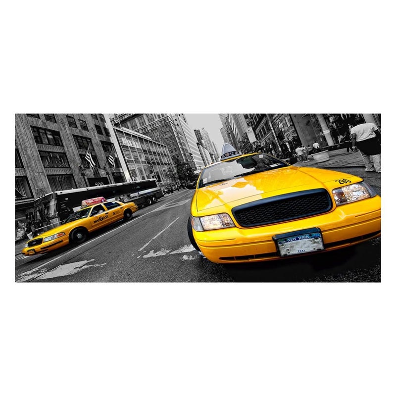 Dipinto su tela New York 2taxi gialli sfondo b&w 100x50 cm