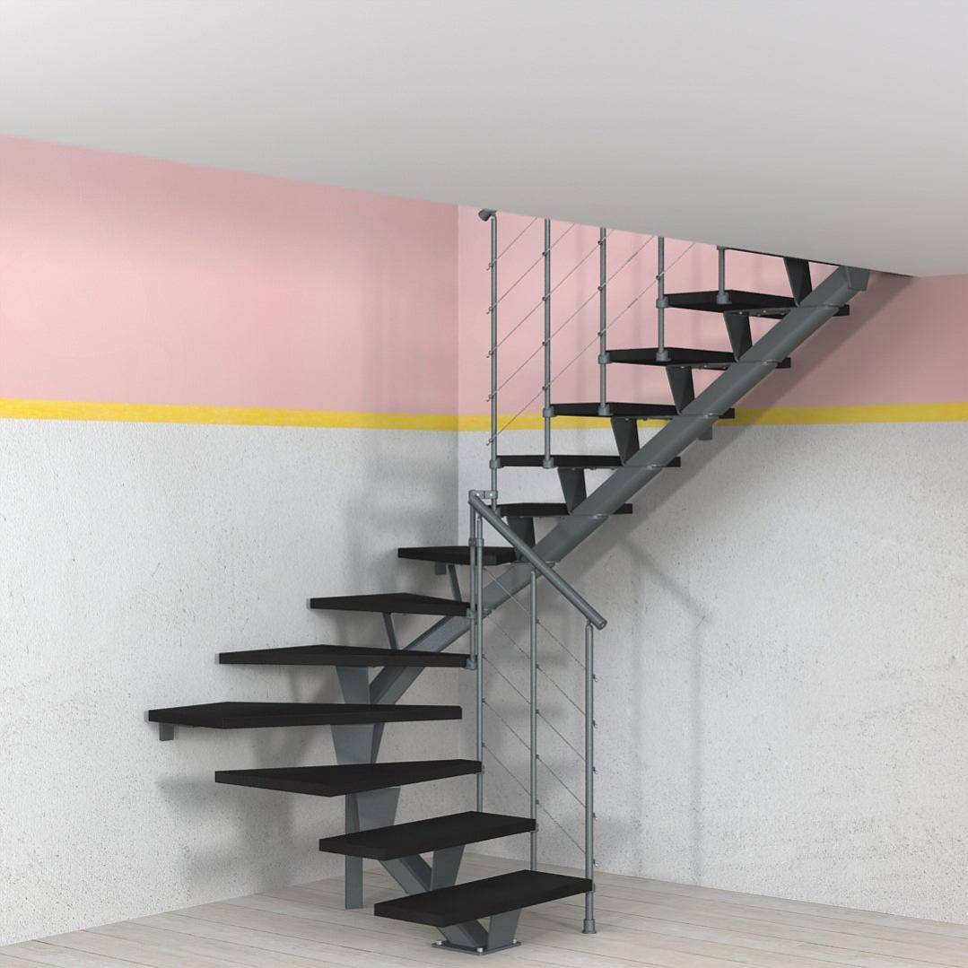Scala In Acciaio Zincato 8 Gradini - Larghezza 1400mm, Altezza 152cm, Antracite RAL 7016 - Foto 6