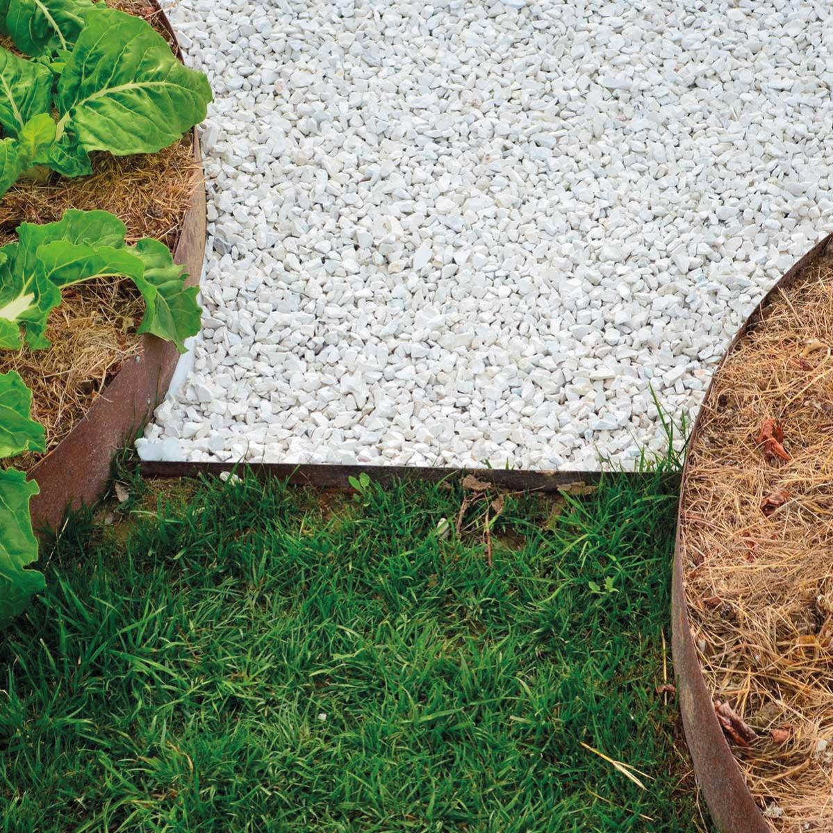 Bordura Per Prato In Acciaio Corten - Rotolo 5 M, Altezza 14 Cm, Patina Arrugginita, Include Guanti