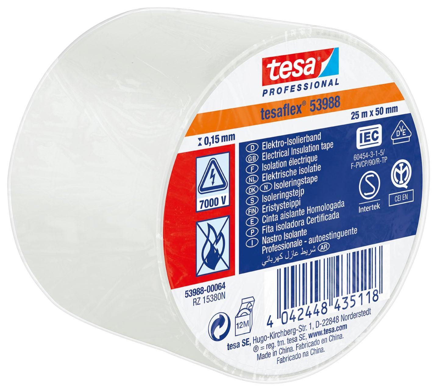 Tesa 53988 Nastro Isolante Professionale In PVC Per Applicazione Elettriche Bianco 20mt X 19 Mm - Foto 10
