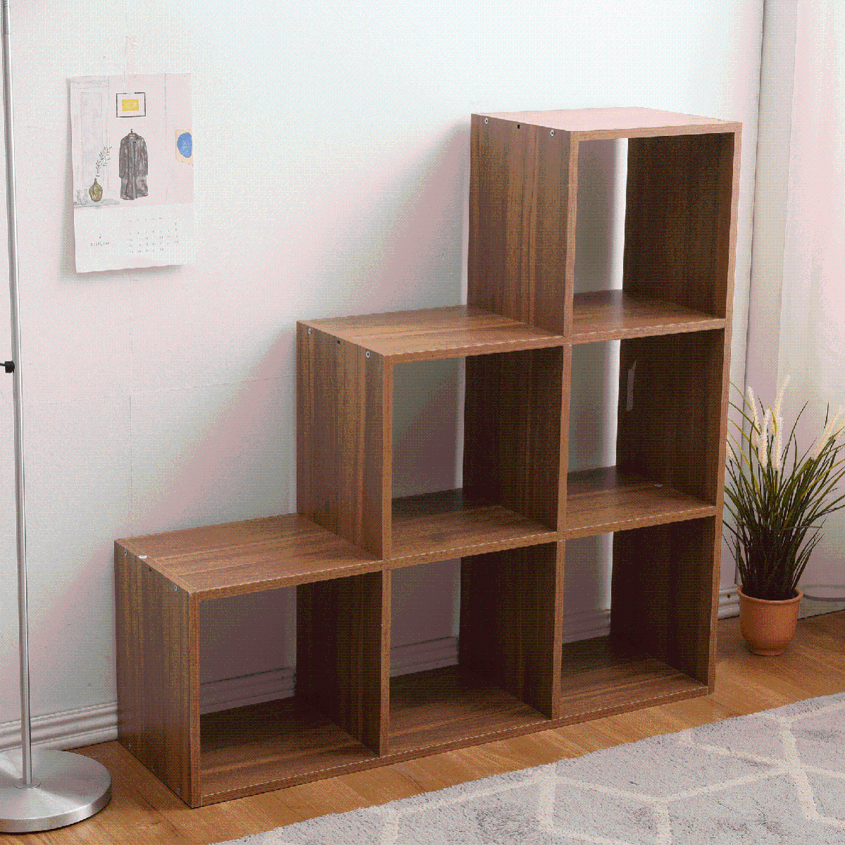 FirFurd 185.5 cm Libreria da Parete a 6 Ripiani, Libreria Verticale a 12 Scomparti, Scaffalatura Portaoggetti, Scaffale per Libri in Legno per Studio,Soggiorno,Ufficio,115x27x185.5 cm (Bianco