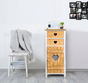 Mobile basso multiuso in legno ecologico con ante e cassetti bianchi -  Homely office