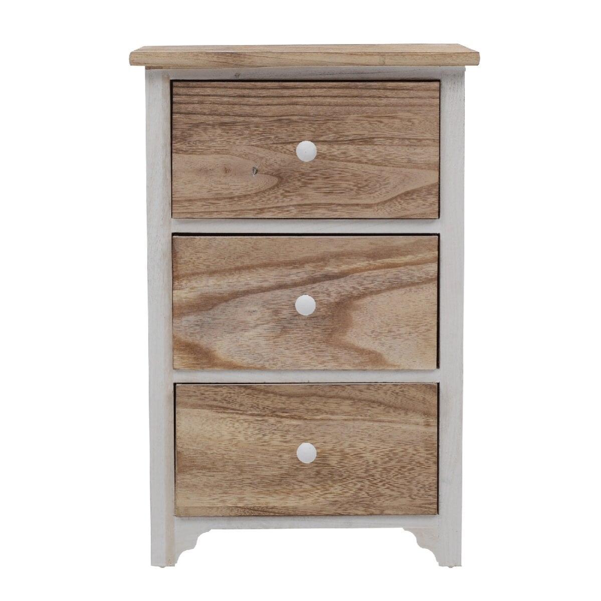 Comodino a 3 cassetti Naike linea Chèrie disponibile in 3 colori