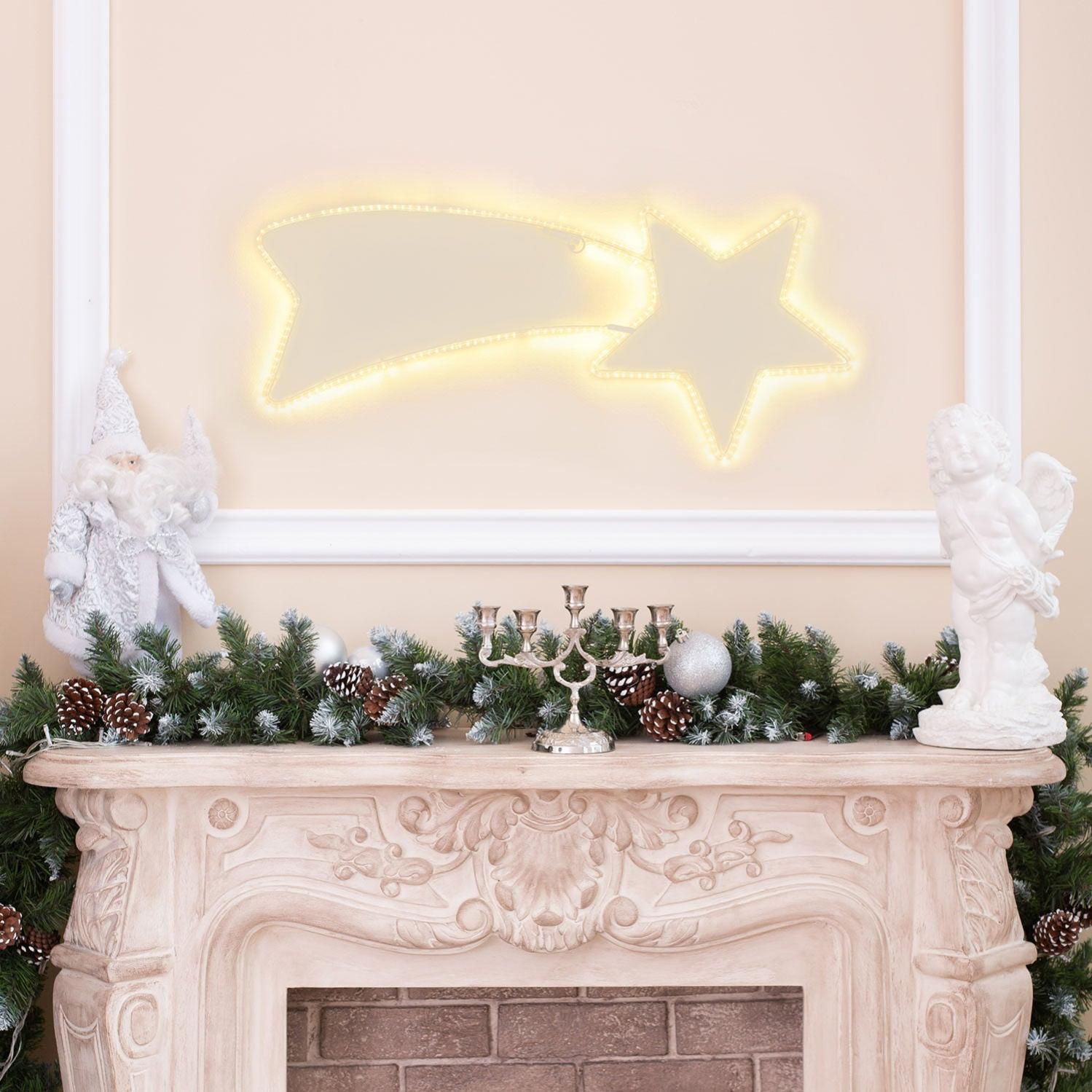 decorazione natalizia stella cometa in legno chiesa sotto la neve