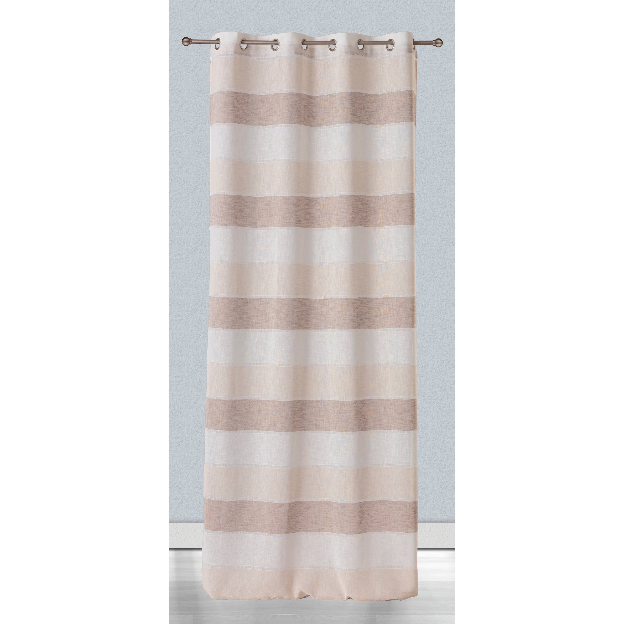 TENDA CON OCCHIELLI 140X280CM BIANCA CON STRISCIA MARRONE: vendita online  TENDA CON OCCHIELLI 140X280CM BIANCA CON STRISCIA MARRONE in offerta