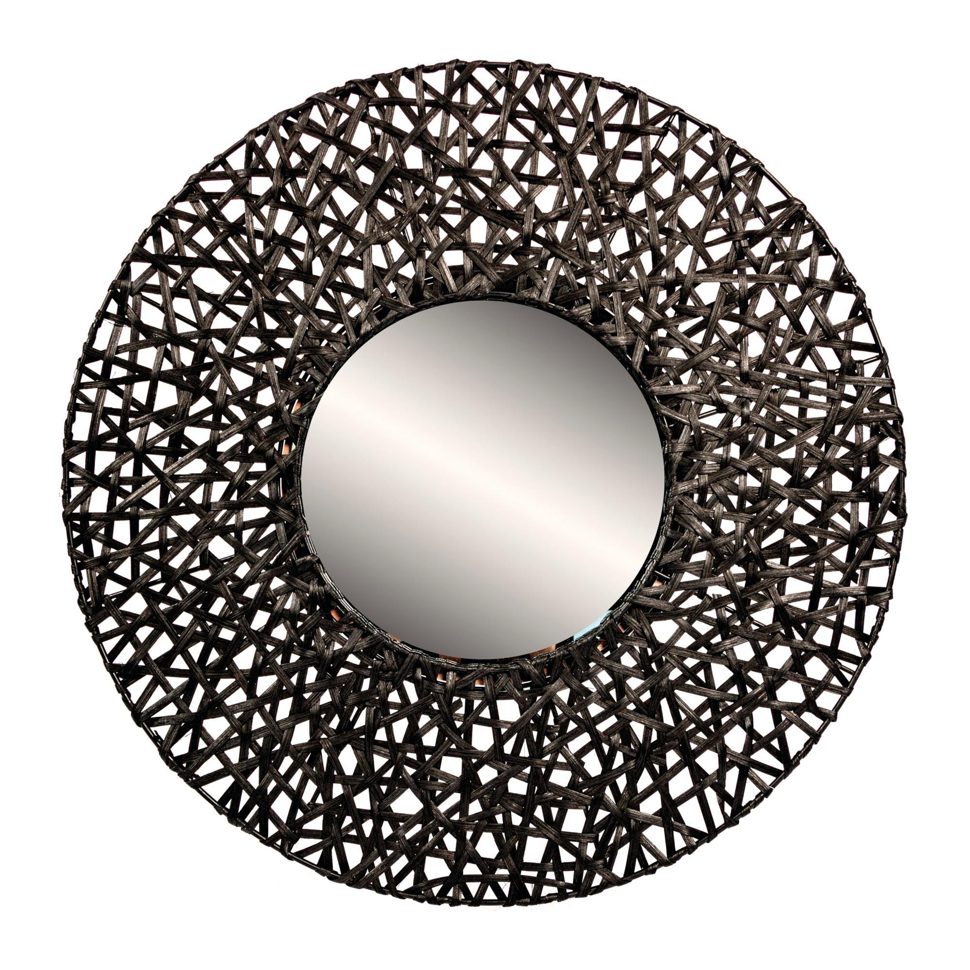 POZINO Specchio rotondo da appendere nero, specchio circolare in corda, specchio da 38 cm, con corda per appenderlo, per bagno, camera da letto, soggiorno, ingresso, decorazione per la casa POZINO Specchio rotondo da appendere nero, specchio circolare in corda, specchio da 38 cm, con corda per appenderlo, per bagno, camera da letto, soggiorno, ingresso, decorazione per la casa