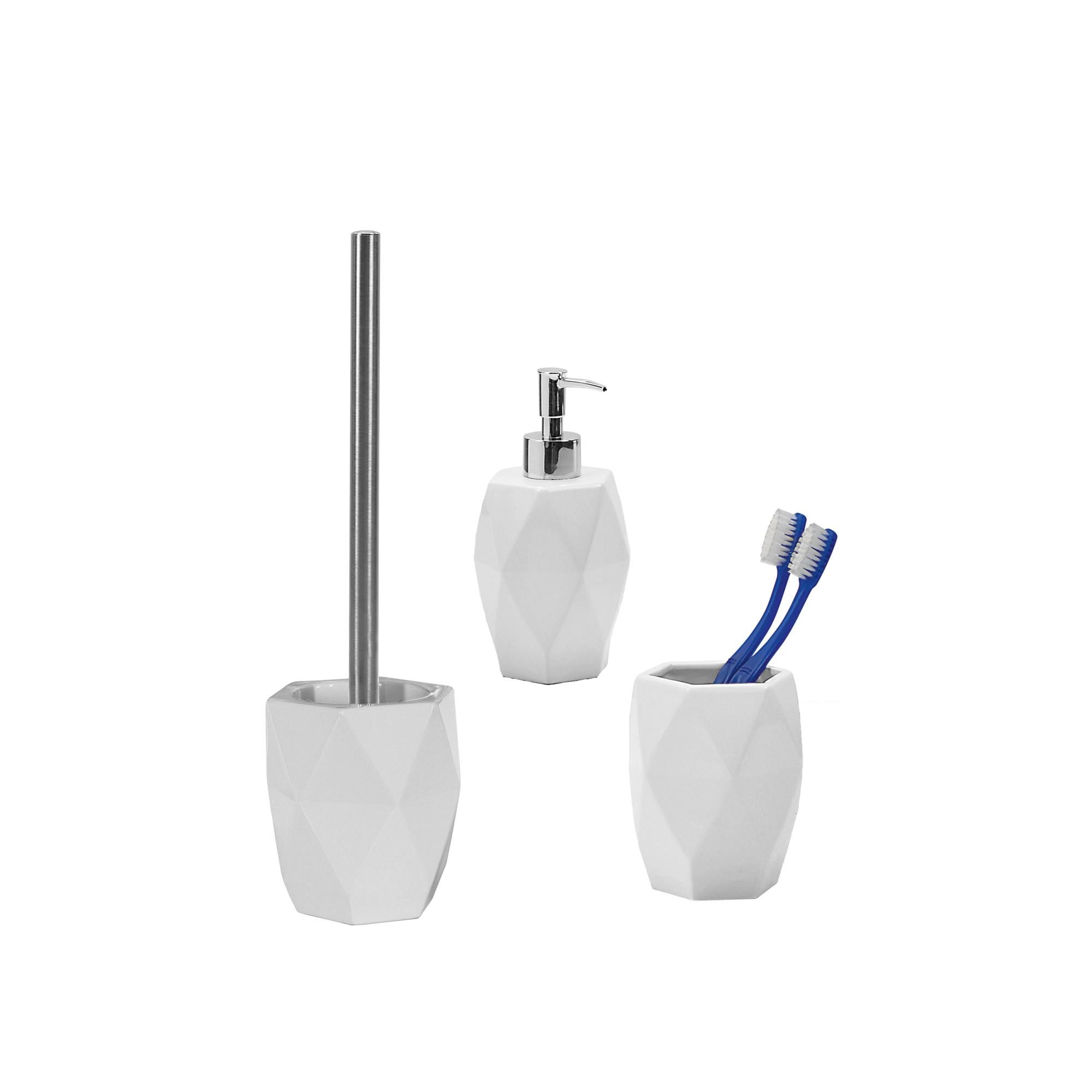 Set Accessori Bagno Tiger Urban, 3 Pezzi In Metallo Bianco Opaco - Portarotolo, Gancio E Scopino