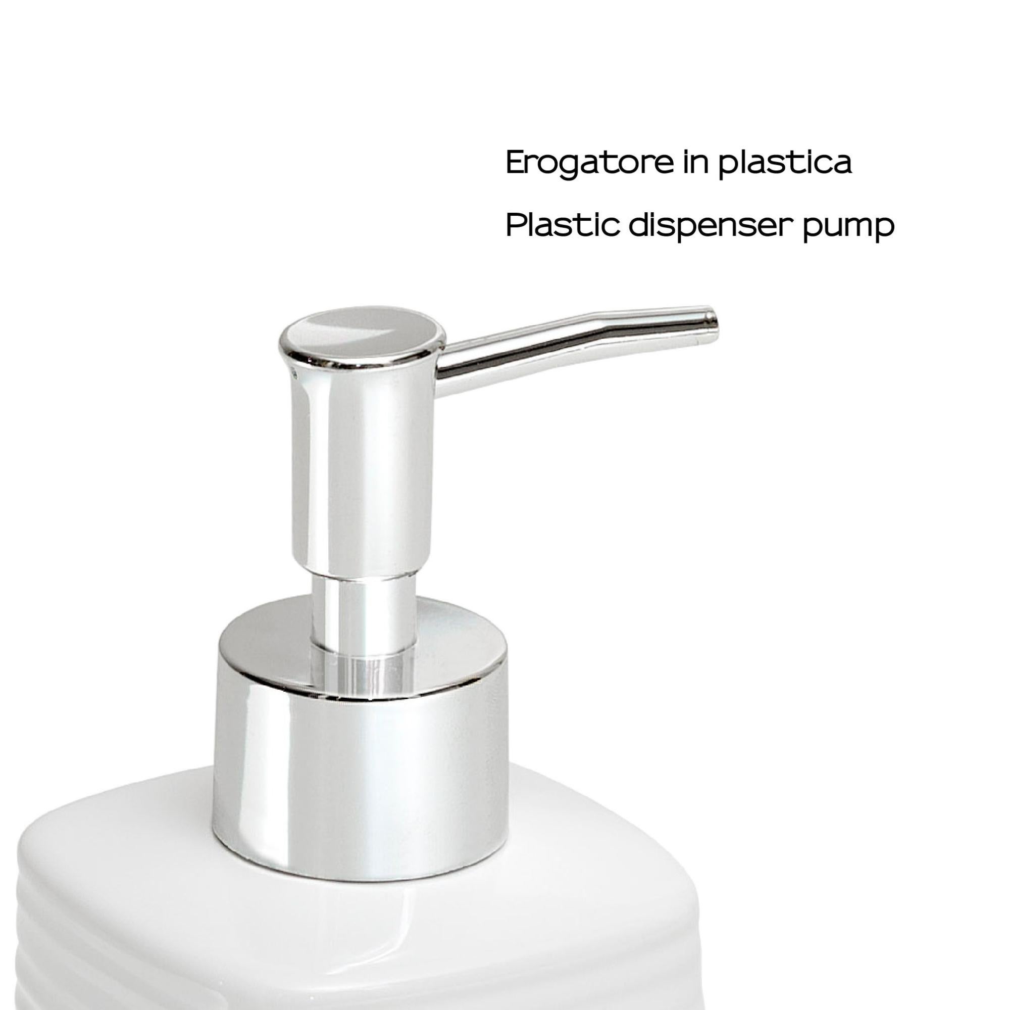 Dispenser sapone bianco in ceramica soft touch capienza 330 ml Spring