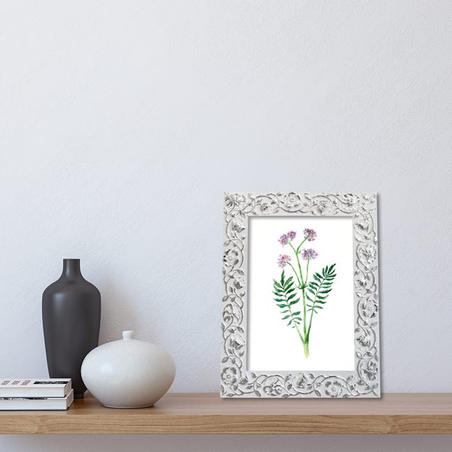 Cornice INSPIRE Fiore bianco e argento satinato per foto da 30x45 cm