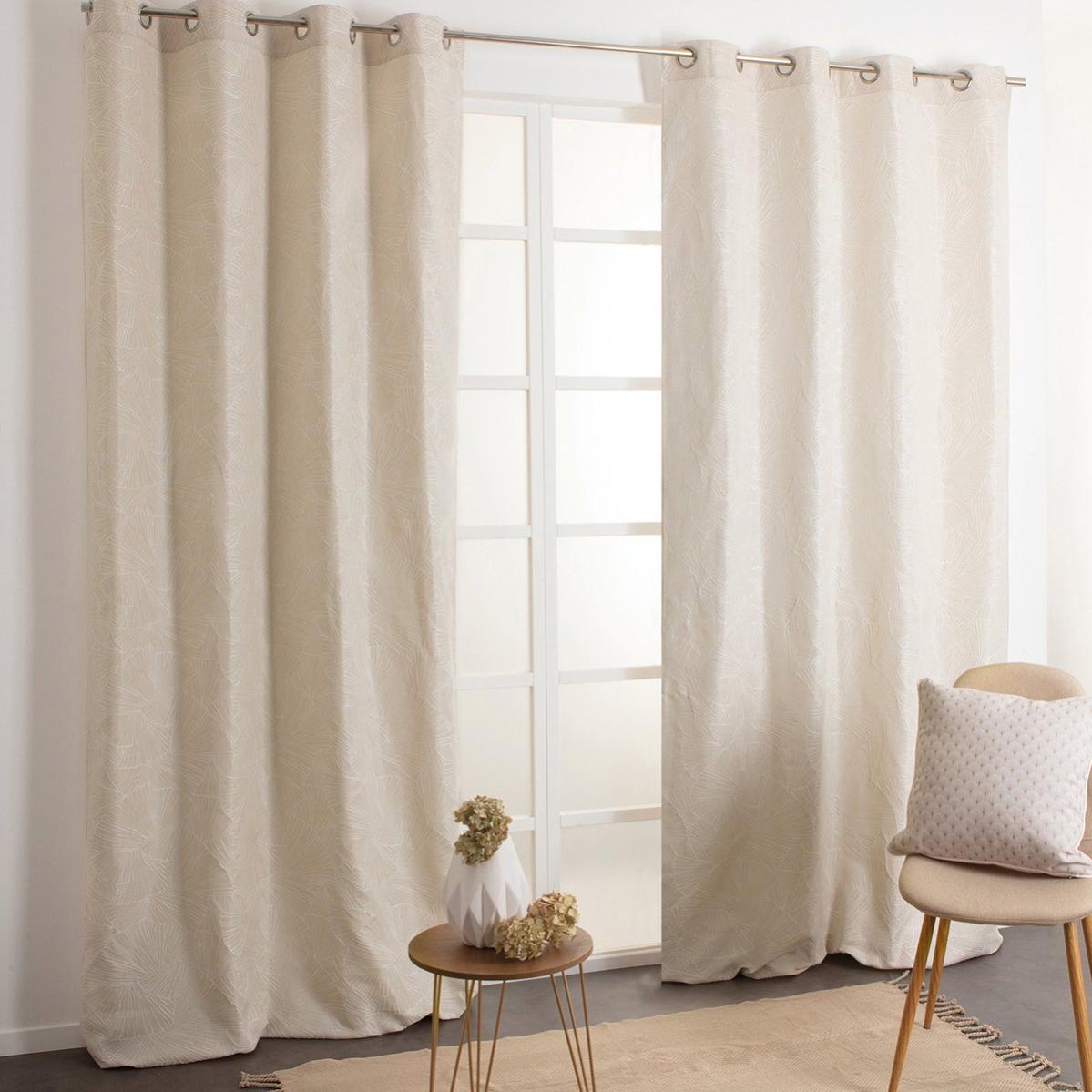 Tenda coprente Jacquard shadow beige occhielli 140x280 cm | Leroy Merlin