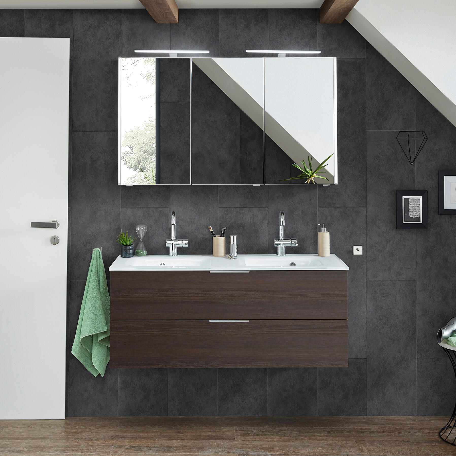 Mobile sottolavabo e lavabo Madeo wenge' L 120 x P 48.5 H 48 cm